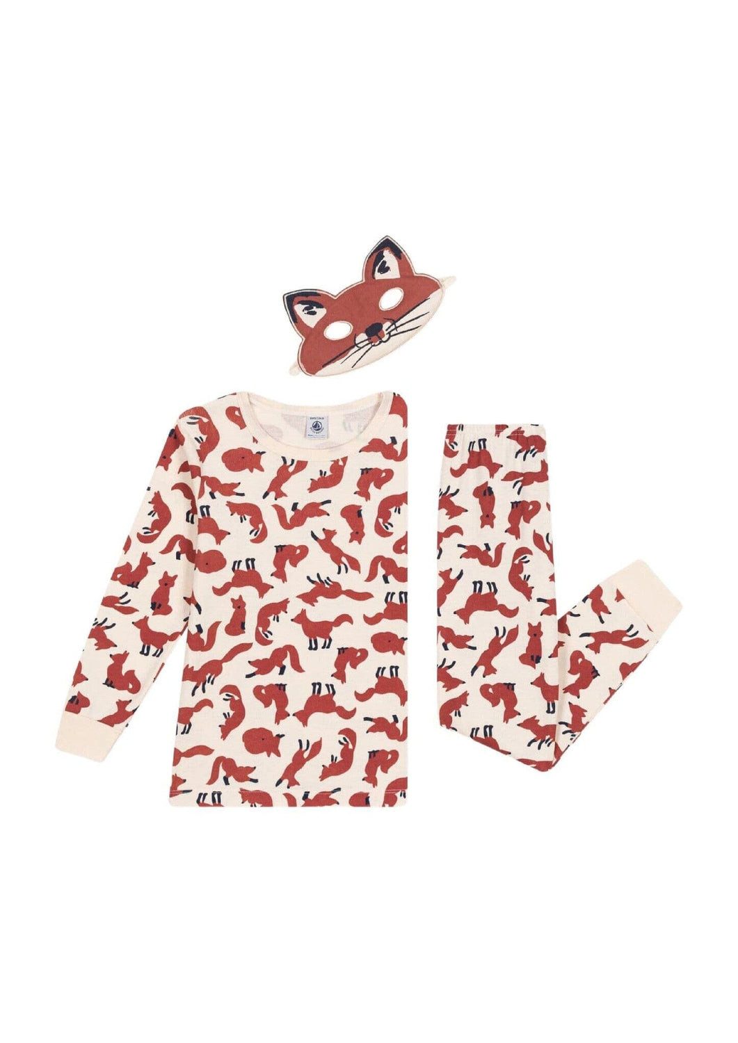Petit Bateau Schlafanzug Petit Bateau langärmeliger Schlafanzug mit Fuchsprint und passender Fu