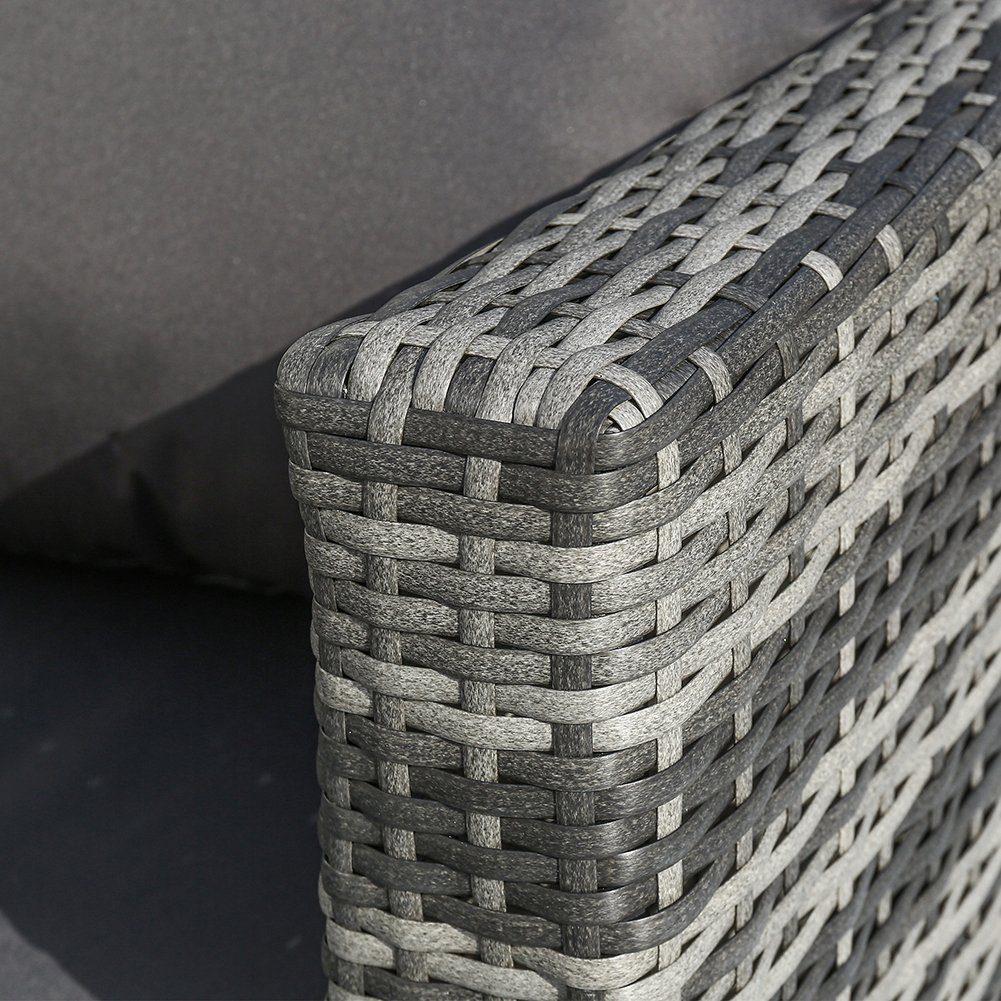 Gartenlounge-Set, Balkonmöbel, Gartenmöbel-Set, 1 Sofa, 1 Ecksofa, 1 Glastisch, Kissen, aus PE-Polyrattan