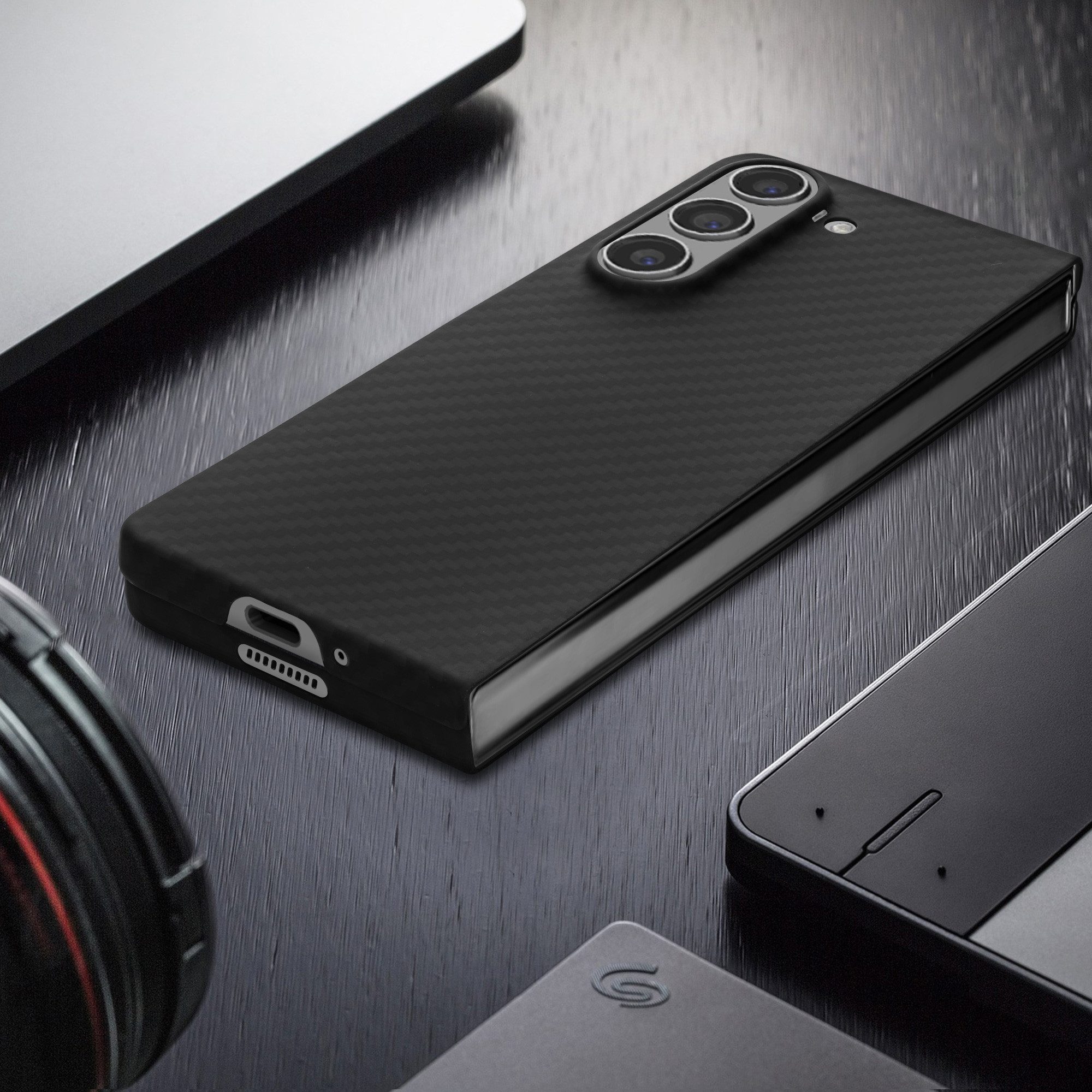 kalibri Handyhülle Hülle für Samsung Galaxy Z Fold5, Aramid Handy Schutzhülle - Smartphone Cover Case