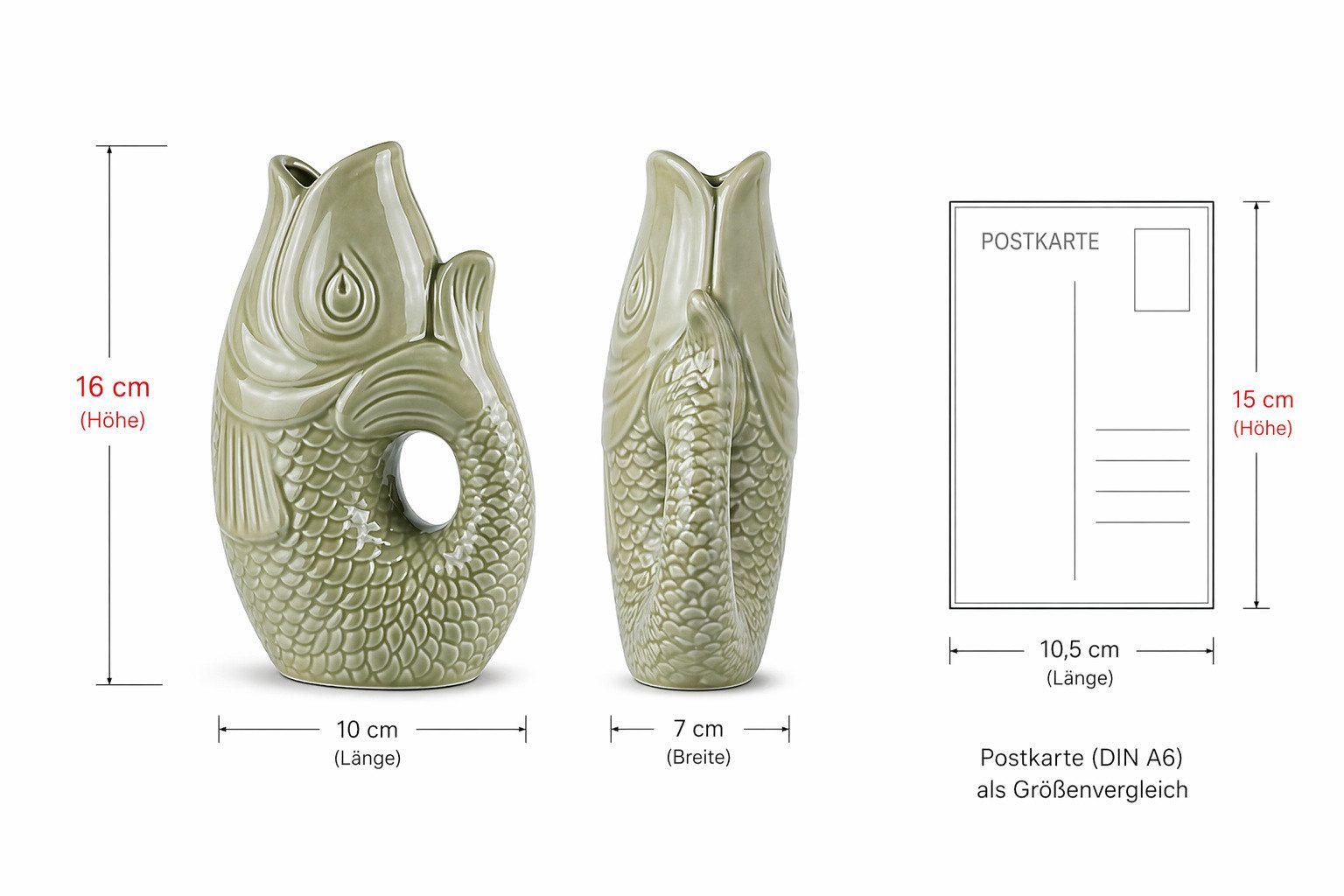 WestCraft Dekovase Fischvase 4 Farben Porzellanvasen bunte Vase in Karpfenform, Dekorative Keramik-Fischvase im zeitlosen Design
