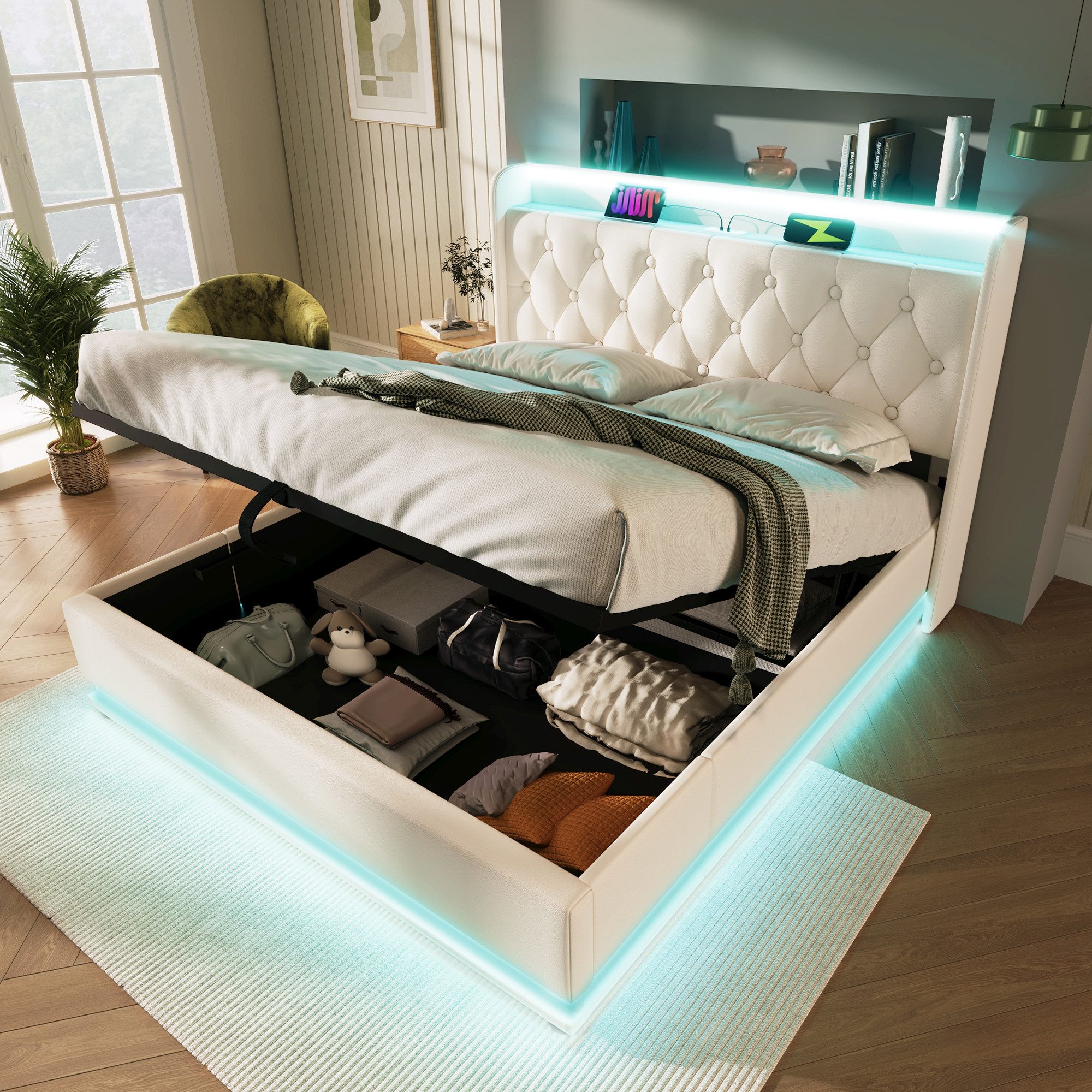 HAUSS SPOLE Polsterbett 140x200cm mit LED-Beleuchtung, günstig online kaufen