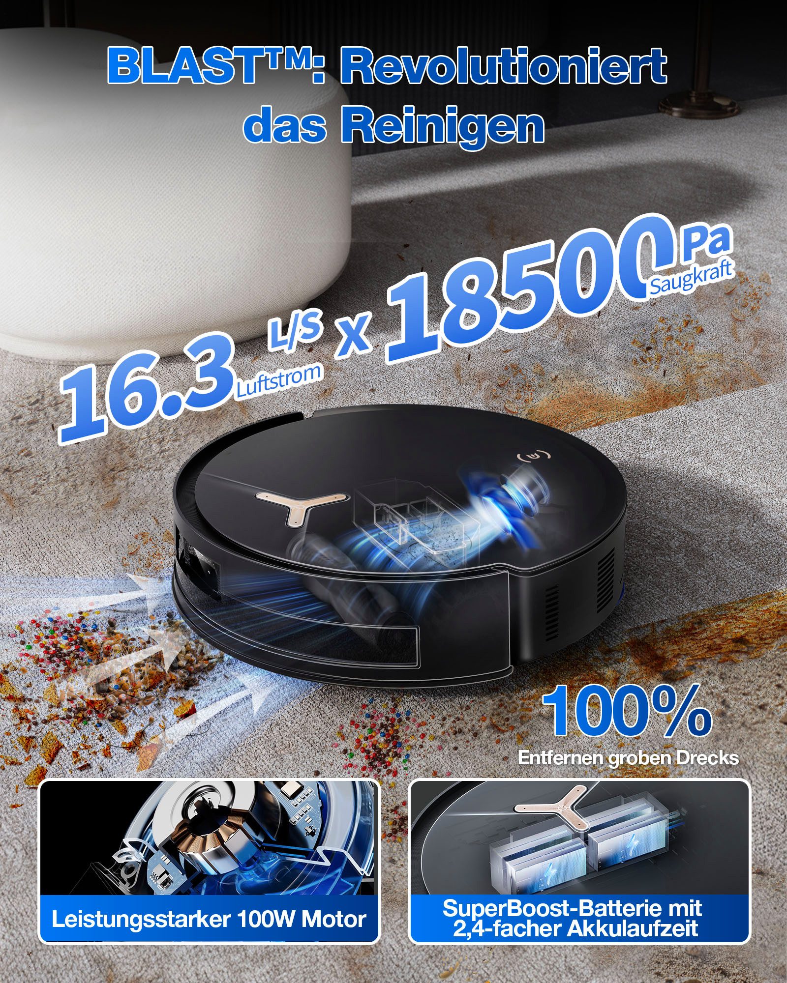 ECOVACS Saugroboter mit Wischfunktion, DEEBOT T50 MAX PRO OMNI Gen2, mit Beutel