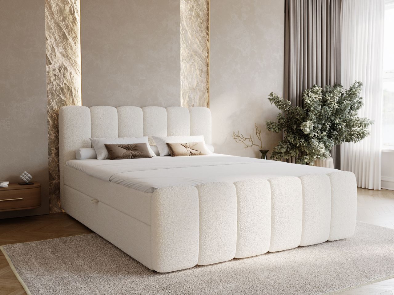 GrainGold Boxspringbett Cloud (Set, Boxspringbett, Bettkästen, Topper), mit zwei Bettkästen und Topper, Bonell-Matratze, Modern Stil