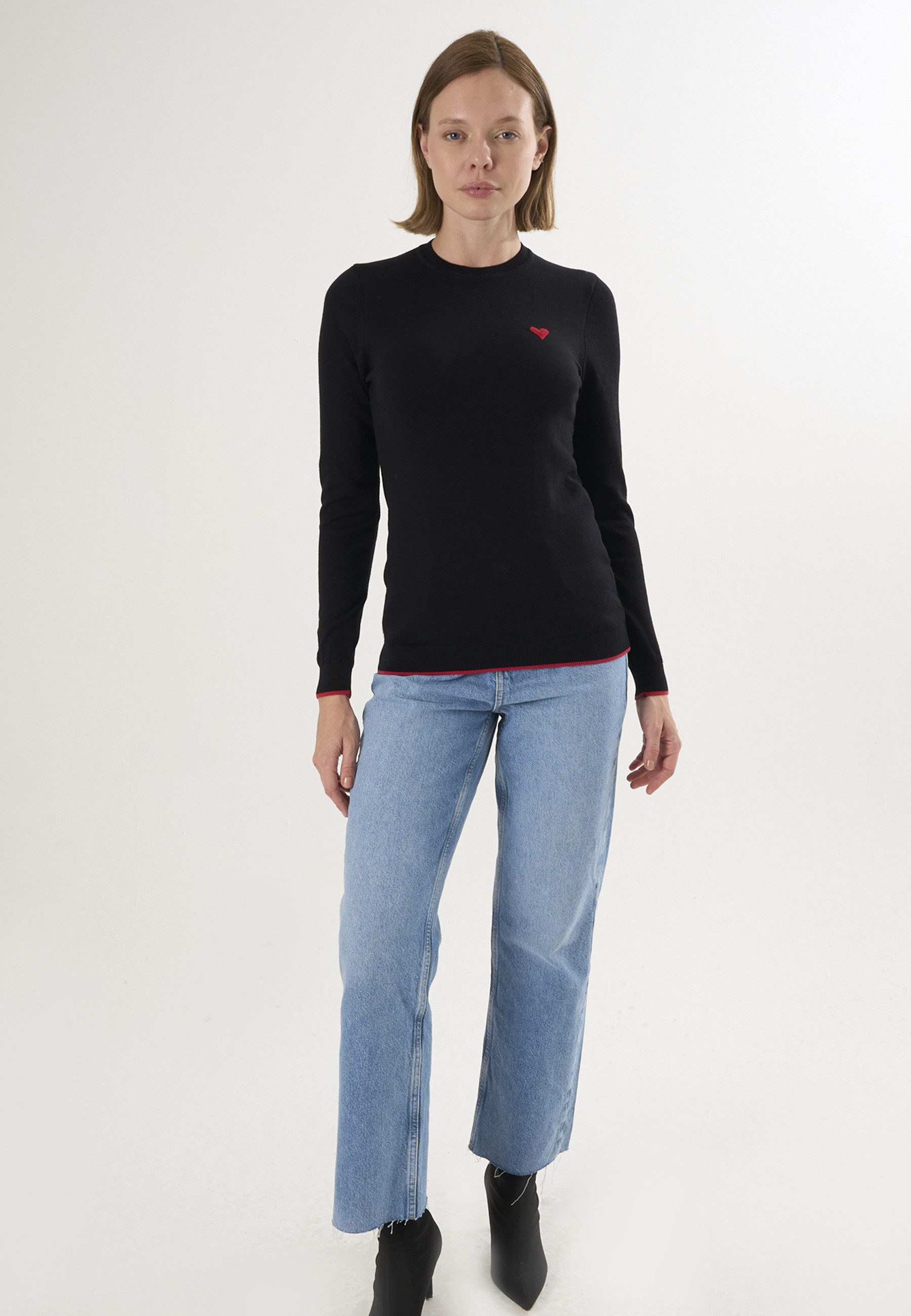 Felix Hardy Rundhalspullover Strickpullover mit Rundhalsausschnitt