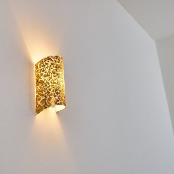 hofstein Wandleuchte »Ballino« Wandlampe aus Glas in Gold, ohne Leuchtmittel, Lichtspiel an der Wand, E14,Innen mit Up & Down-Effekt,Blattgold-Optik