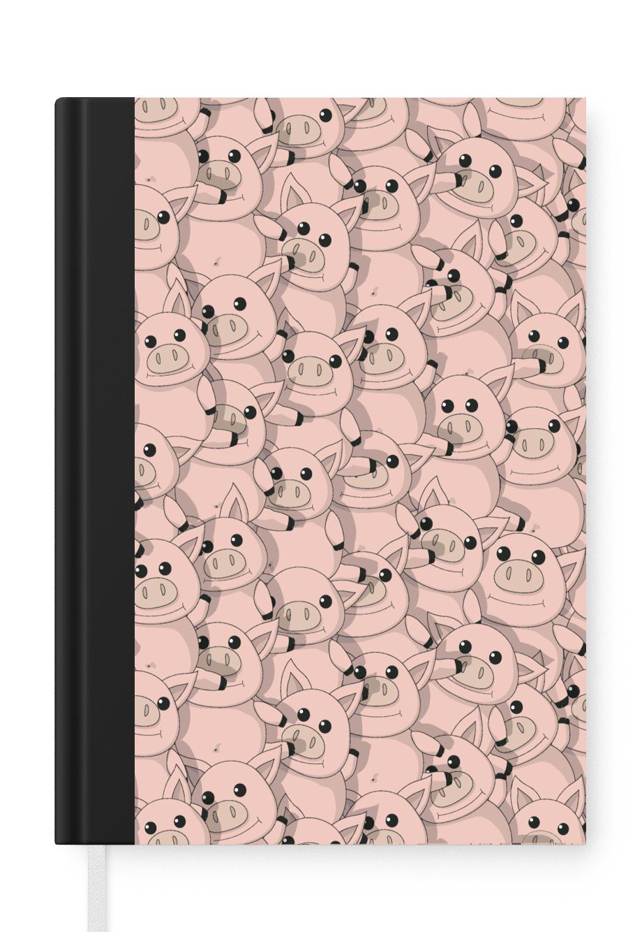 MuchoWow Notizbuch Schweine - Tiere - Rosa - Muster, Journal, Merkzettel, Tagebuch, Notizheft, A5, 98 Seiten, Haushaltsbuch