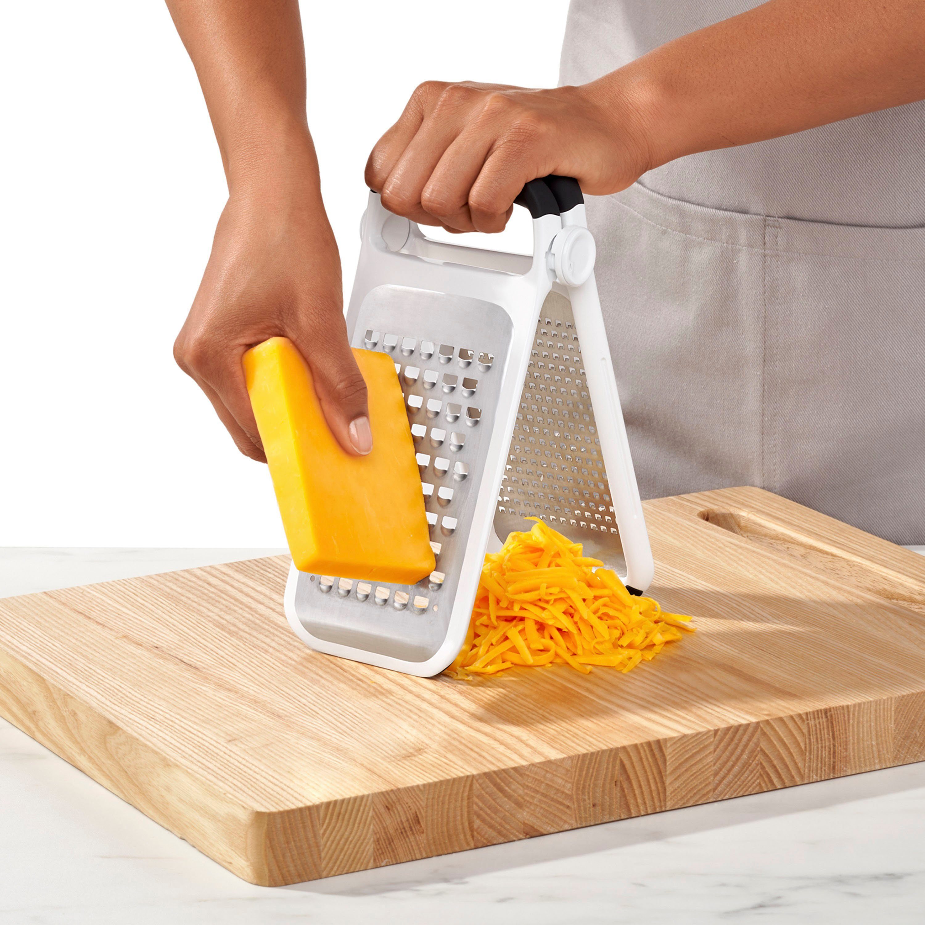OXO Good Grips Küchenreibe, Edelstahl, geätzte Doppelreibe, Edelstahl, mittel, grob
