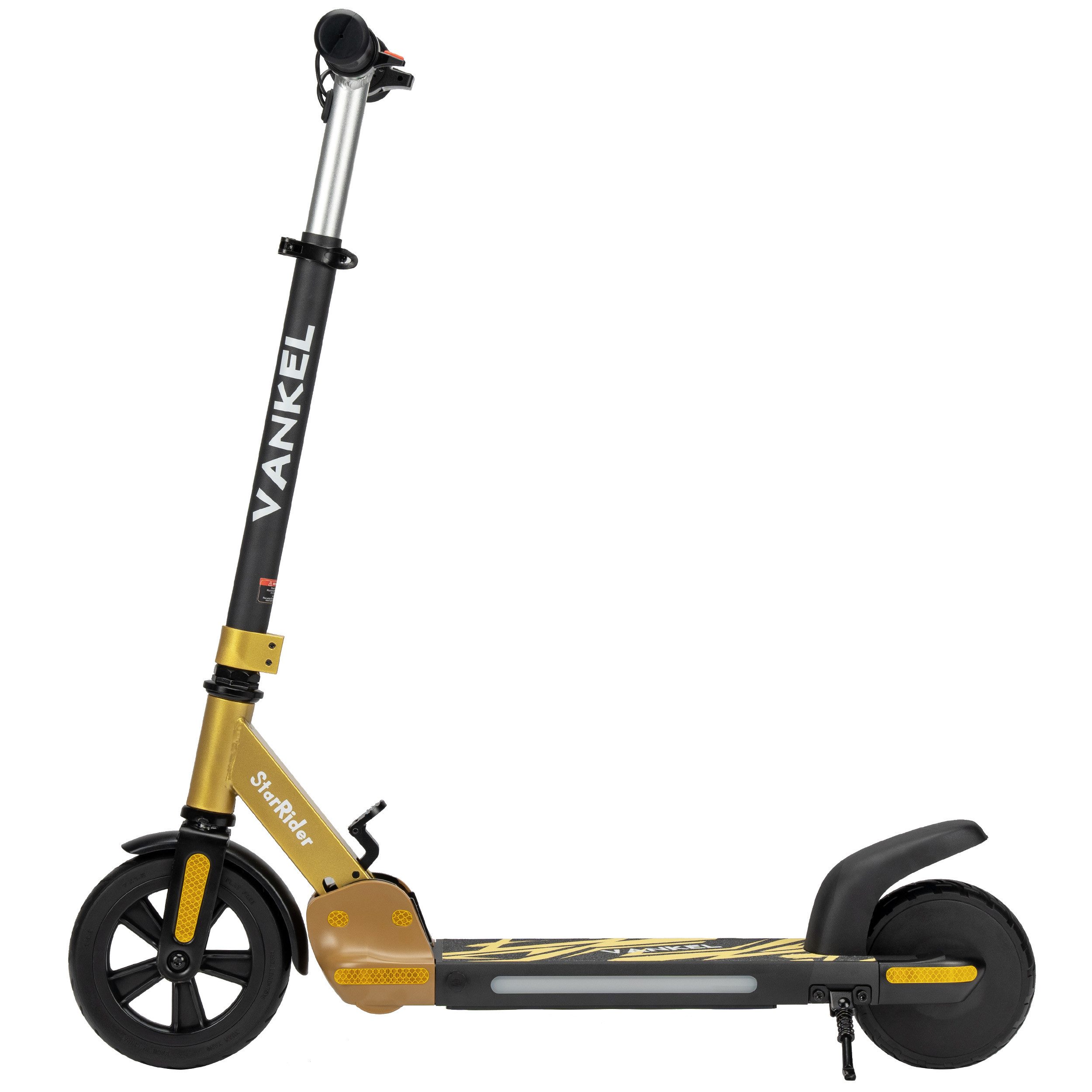 Vankel Elektro-Kinderroller Elektro-Kinderroller ab 6 Jahren, klappbar, 14 km/h, Belastbarkeit 50 kg, Champagnergold, 6,5 kg leicht, LED, bis 50 kg