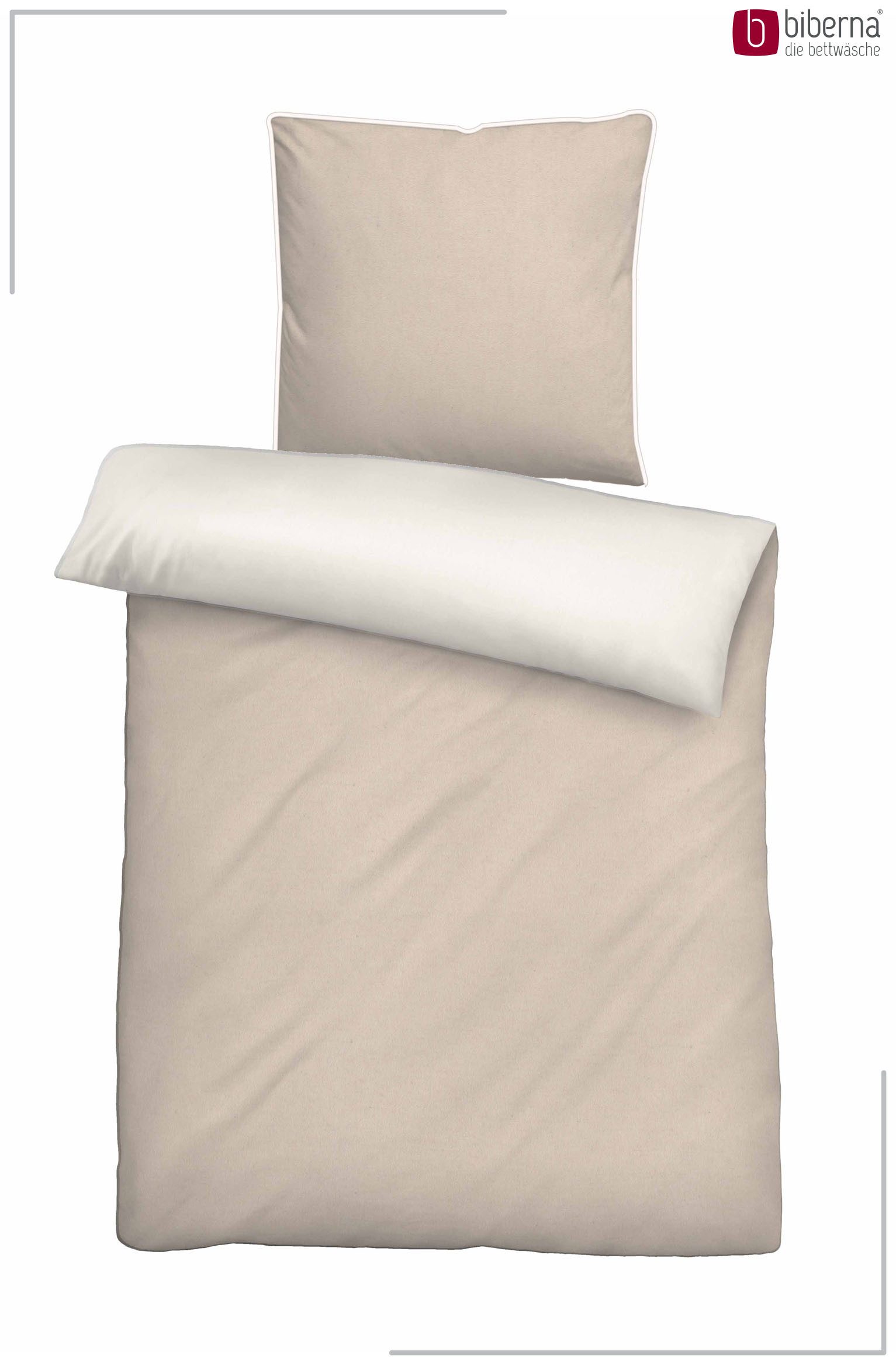 Biberna Wendebettwäsche 0840500 HERMAL Premium Biber Melange-Flanell Bettwäsche 100% Baumwolle, Flanell, 2 teilig, Biber, wärmend & weich, Reißverschluss, ab Gr – Bild 2 von 5
