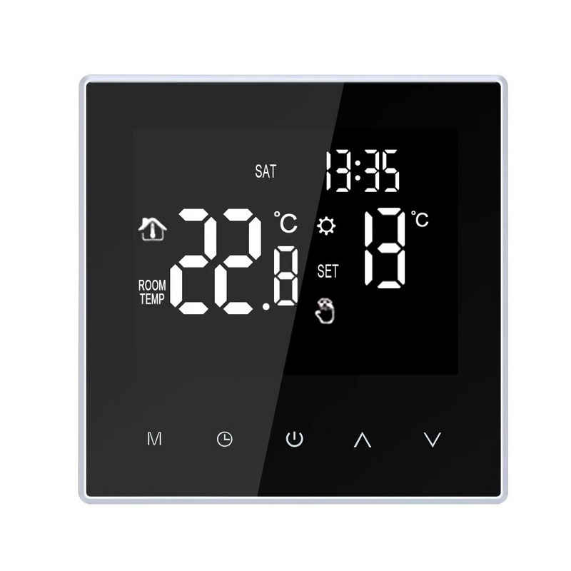 Daskoo Raumthermostat Digital Thermostat 16A Temperaturregler LCD Display Touchscreen, Elektrische Fußbodenheizung Thermostat für Home School Office Hotel