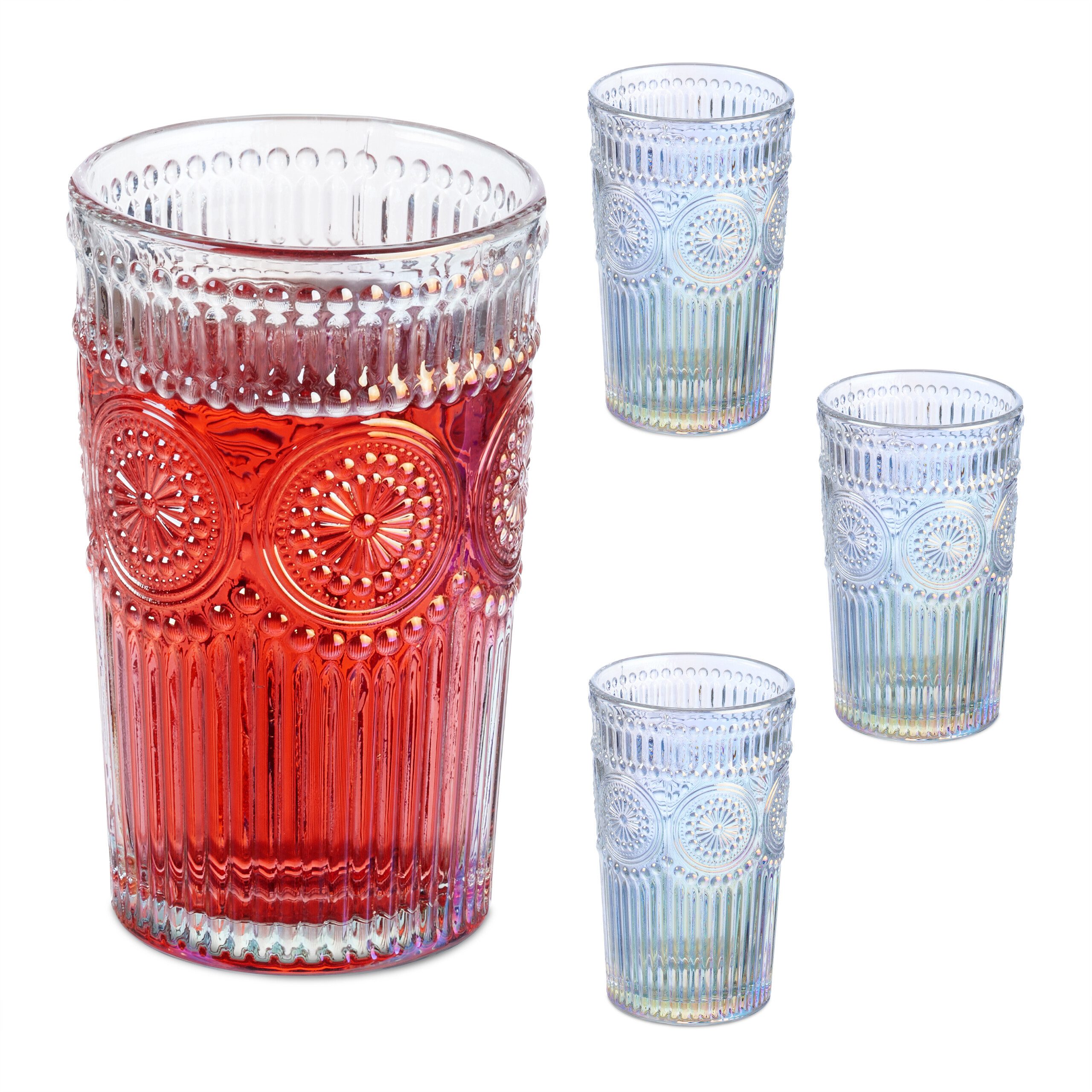 relaxdays Gläser-Set Trinkgläser Vintage 4er Set, 4-tlg., Glas, B