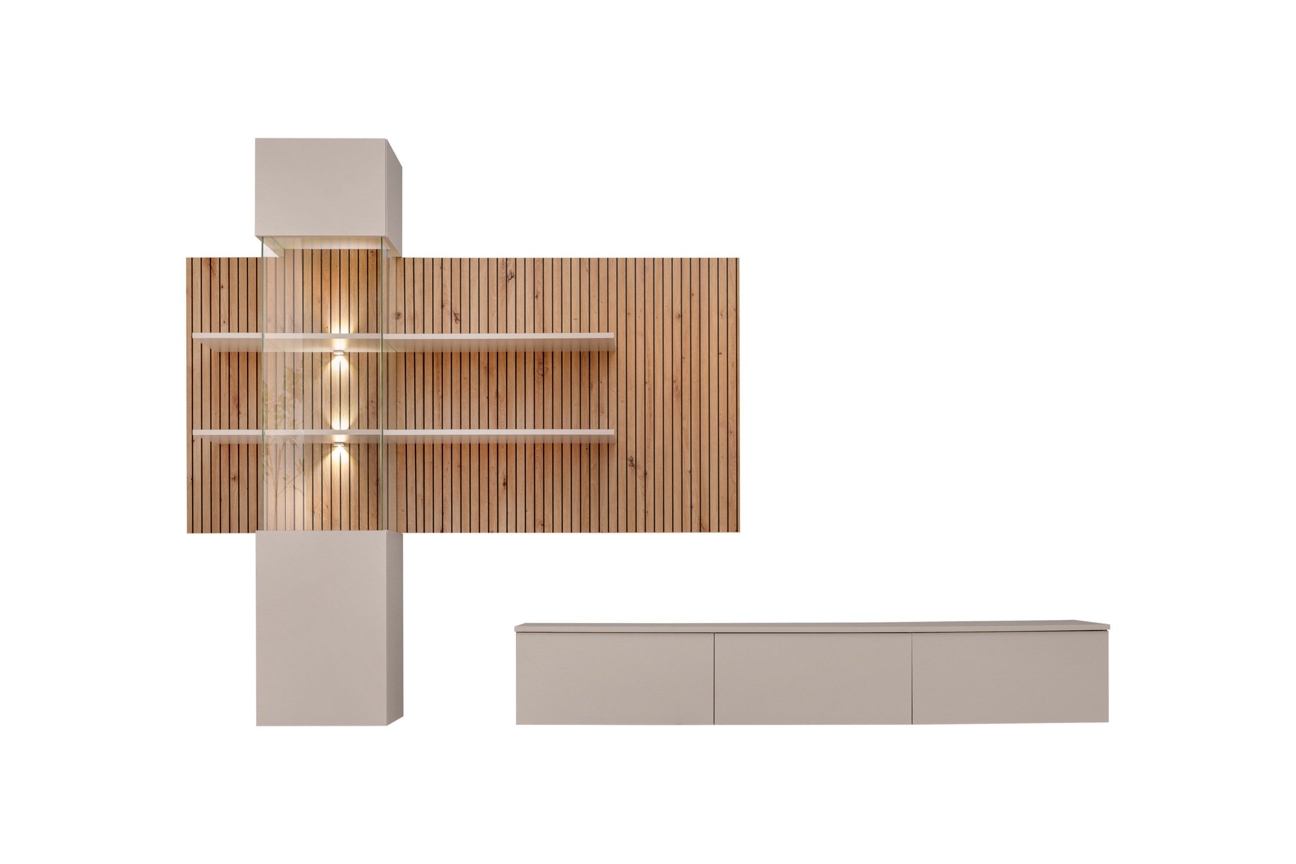 ASM-Moebel Wohnwand Wohnzimmer Schrankwand GUSTO LUX B mit Led B. Push - Cl günstig online kaufen