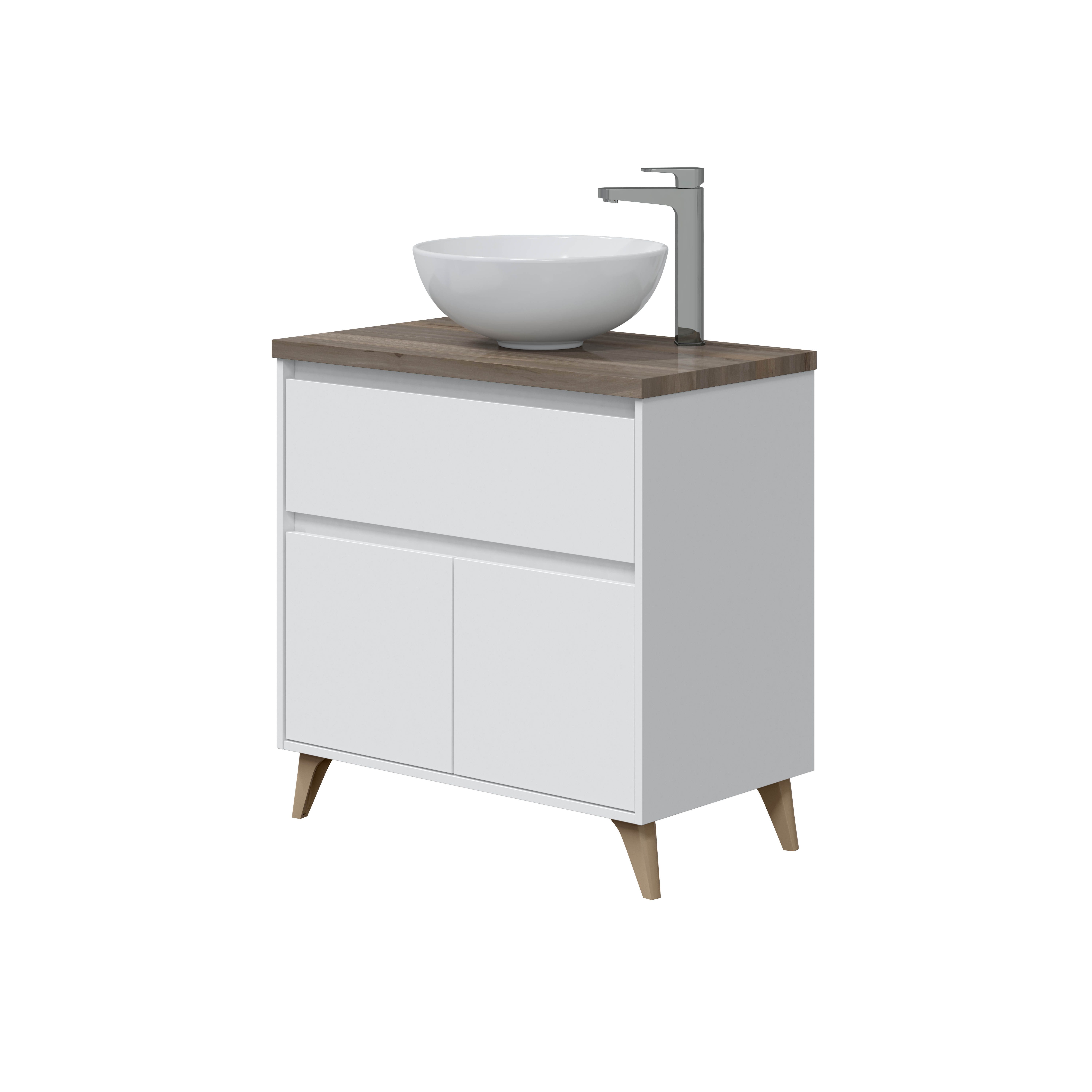 habeig Waschbeckenunterschrank Badezimmerschrank 78,5x46x80cm Weiß mit günstig online kaufen