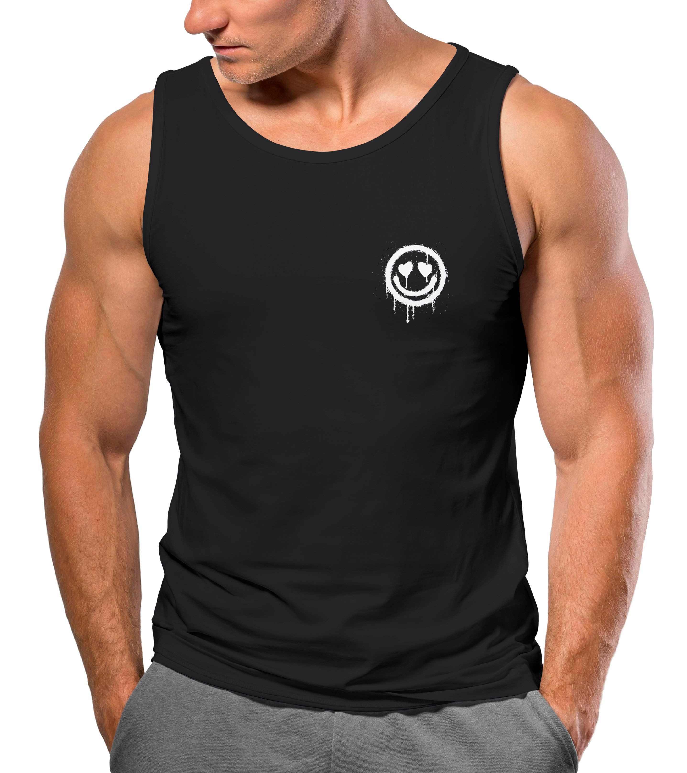 Neverless Tanktop Herren Tank-Top Print Aufdruck Motiv Drip Face Drippy Smile mit Print