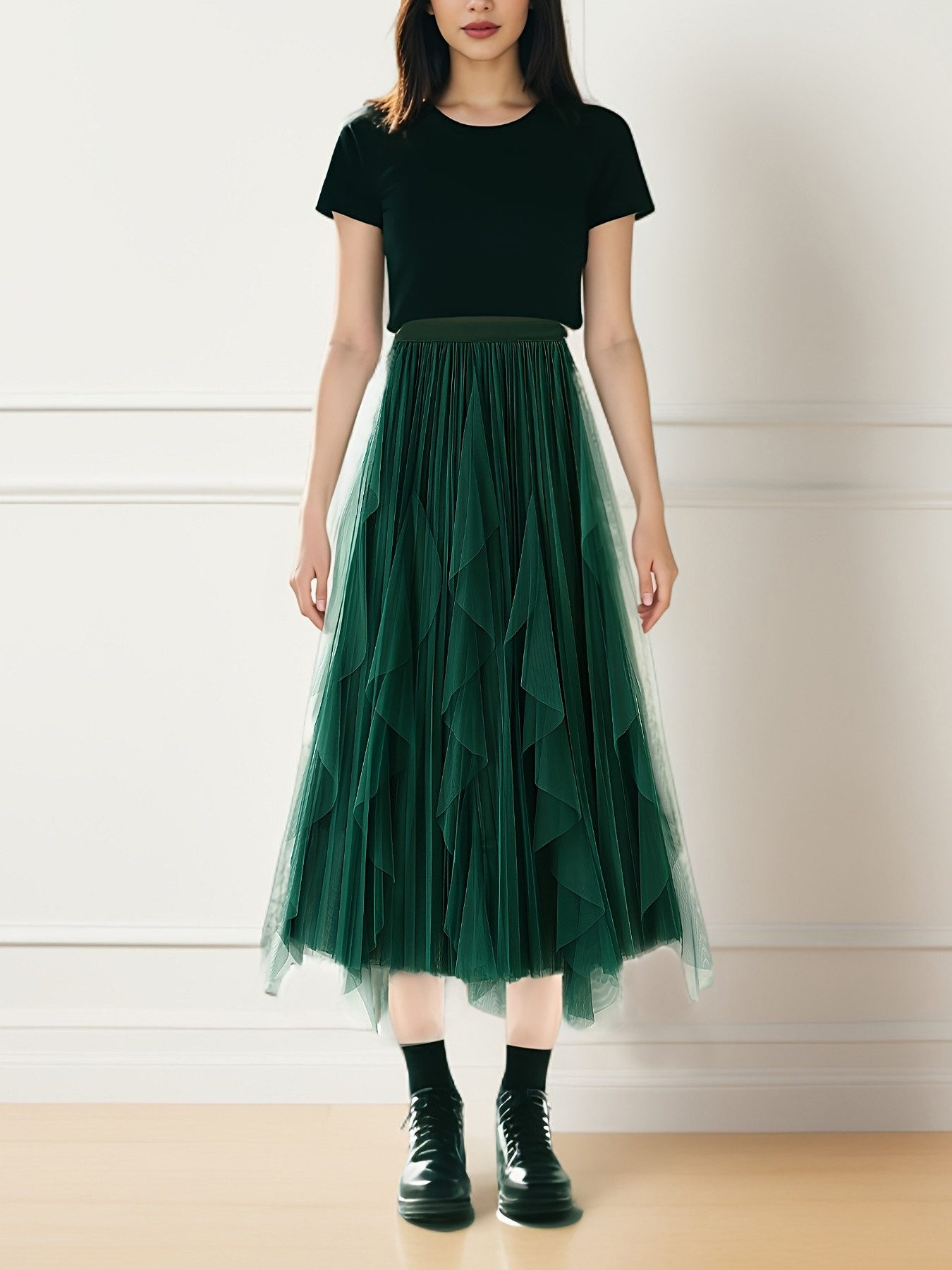 DEBAIJIA Meshrock Damen Röcke Lang Hoch Elastische Taille Elegant Vintage A günstig online kaufen