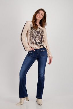 Monari T-Shirt & Langarmshirt Leopard Schluse mit Glitzerschrift