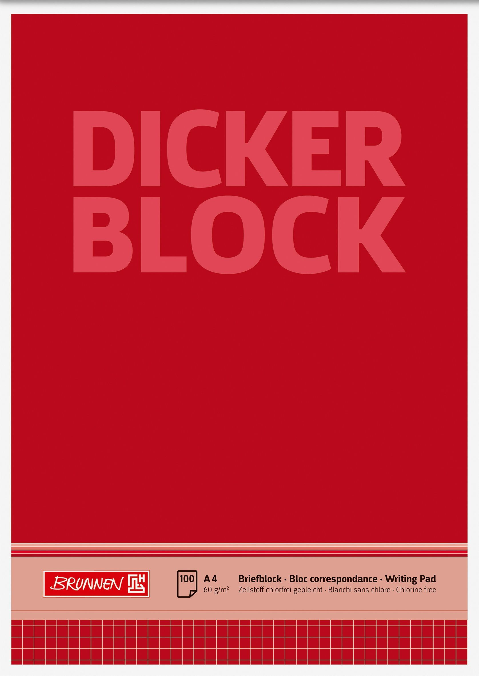 Block" Klemmen BRUNNEN Block 1052688 A4 "Dicker BRUNNEN kariert