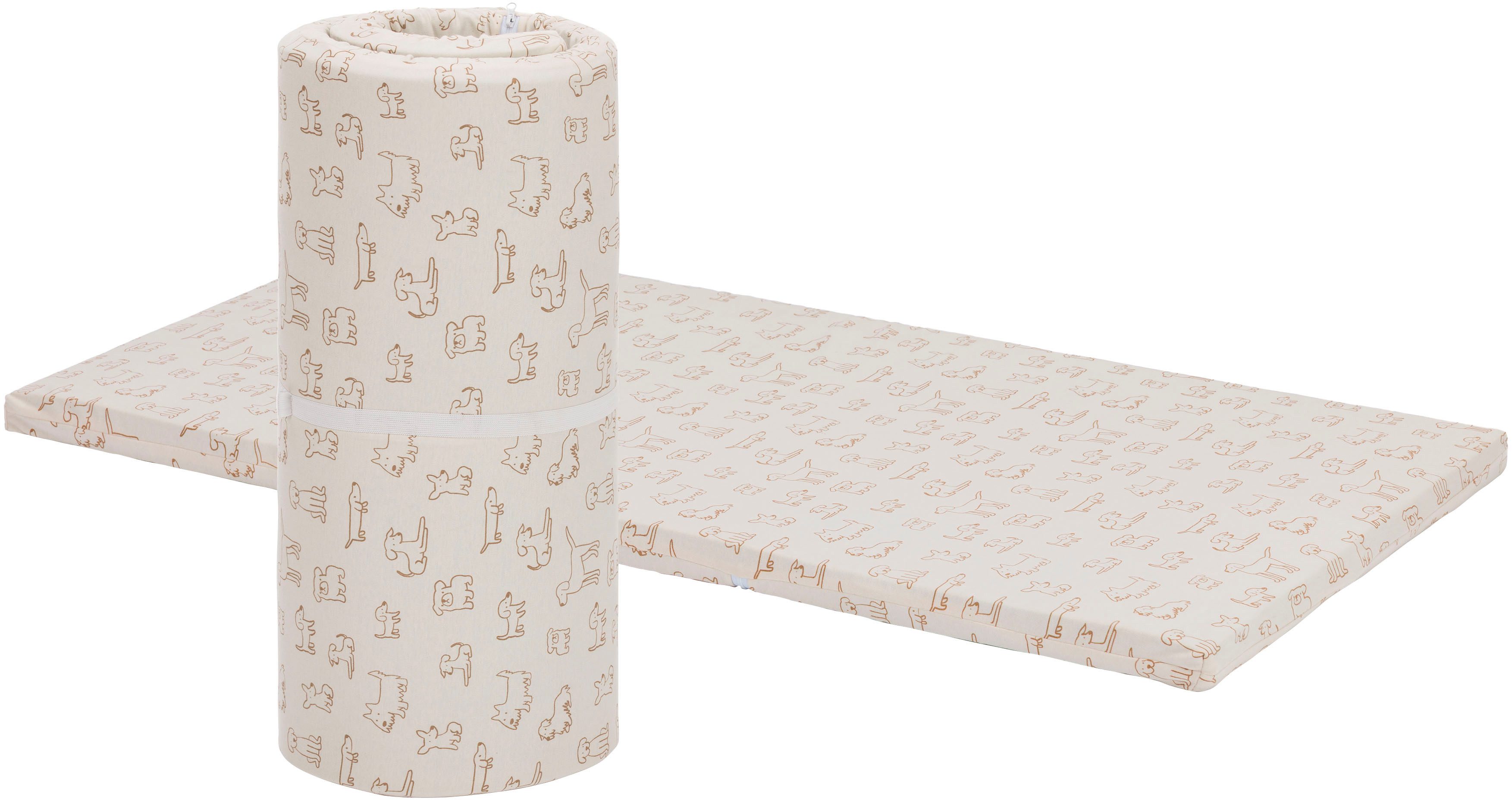 Reisebett-Matratzen Matratze für Reisebett gerollt Jersey Hund, Fillikid, 4 cm hoch, passend für Reisebetten 120 × 60 cm