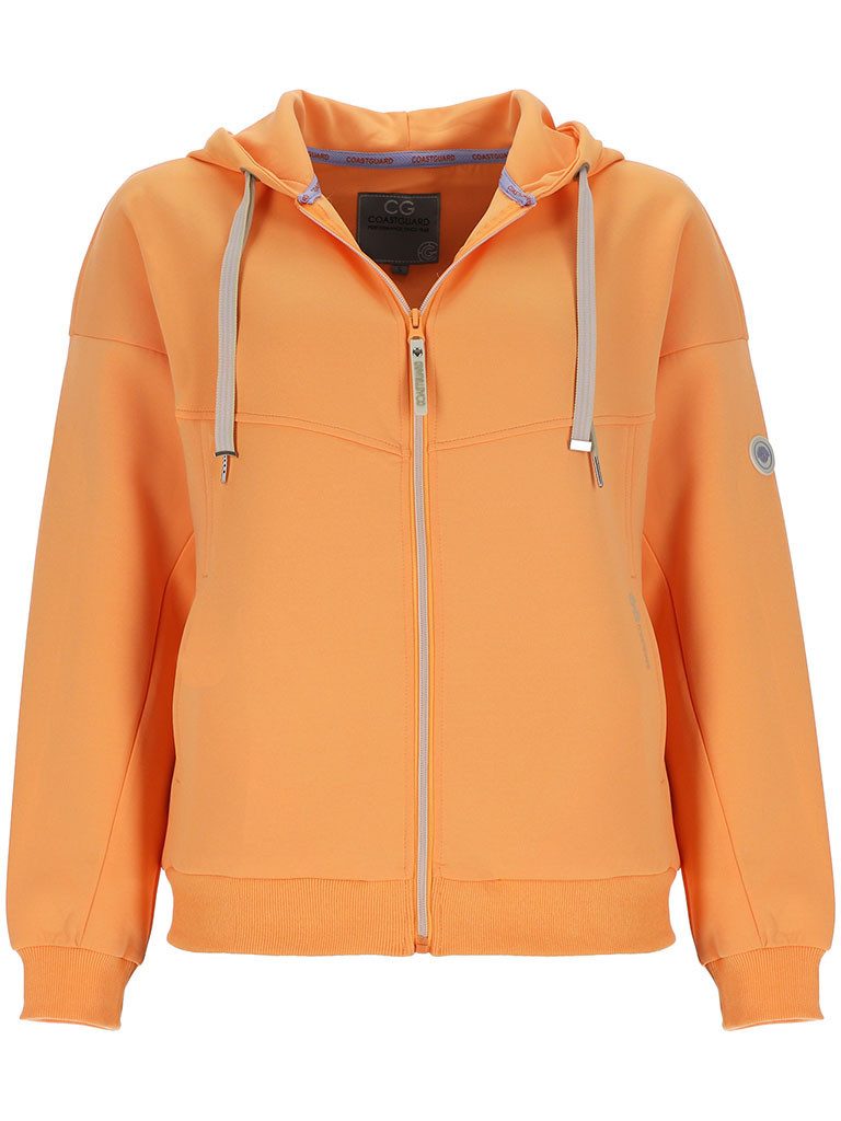 Coastguard Sommerjacke Damen Jacke Scuba 51017 Kapuze - Unifarbene Scuba-Jacke Kapuzenjacke Oversized-Look, Reißverschluss, Rippbündchen, Formstabil, Pflegeleicht