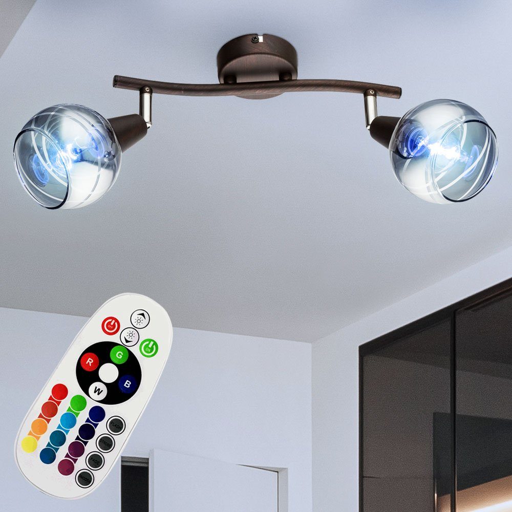 LED LED etc-shop Spot Leuchtmittel Farbwechsel, Lampe Glas inklusive, Decken Leuchte Wohn Strahler Warmweiß, Zimmer Deckenspot,