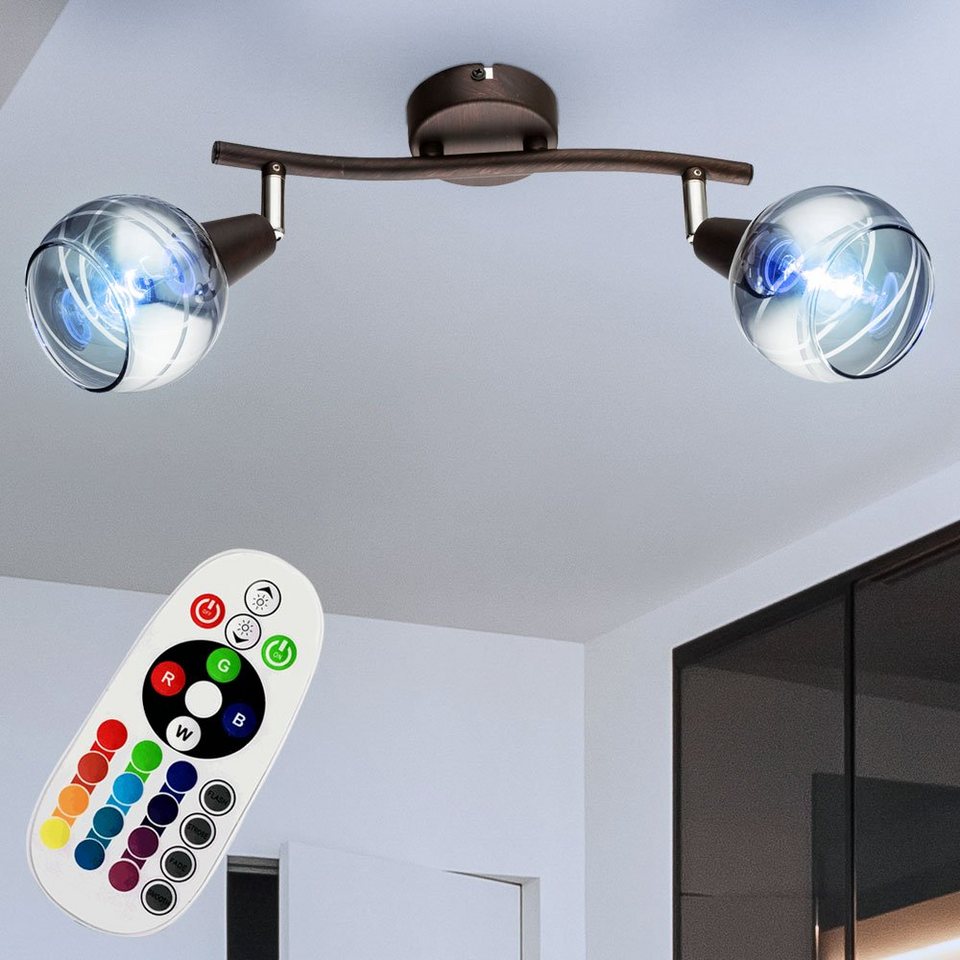 etc-shop LED Deckenspot, Leuchtmittel inklusive, Warmweiß, Farbwechsel, LED  Decken Lampe Wohn Zimmer Strahler Glas Spot Leuchte