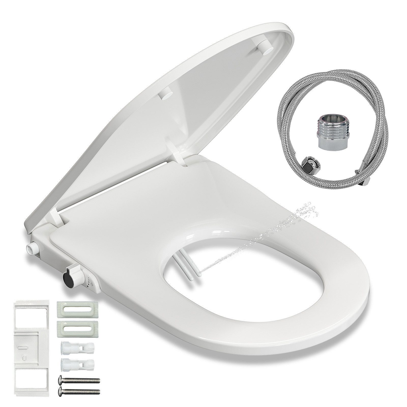 HOROW Dusch-WC-Sitz Toilettendeckel mit Bidet,  Bidet Einsatz (WC-Sitz), Absenkautomatik, Duroplast, zurReinigung abnehmbar
