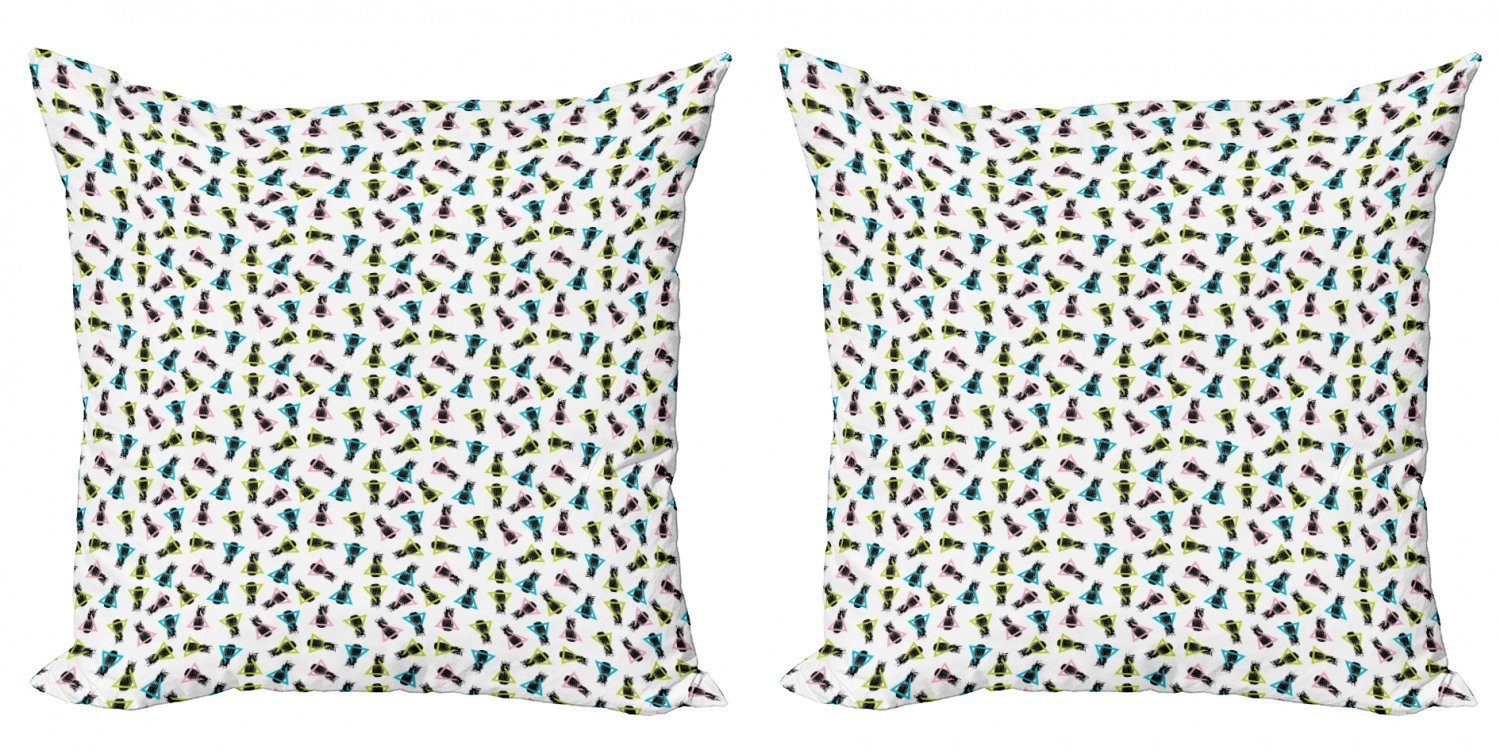 Kissenbezüge Modern Accent Doppelseitiger Digitaldruck, Abakuhaus (2 Stück), Tropisch Ananas in Triangles