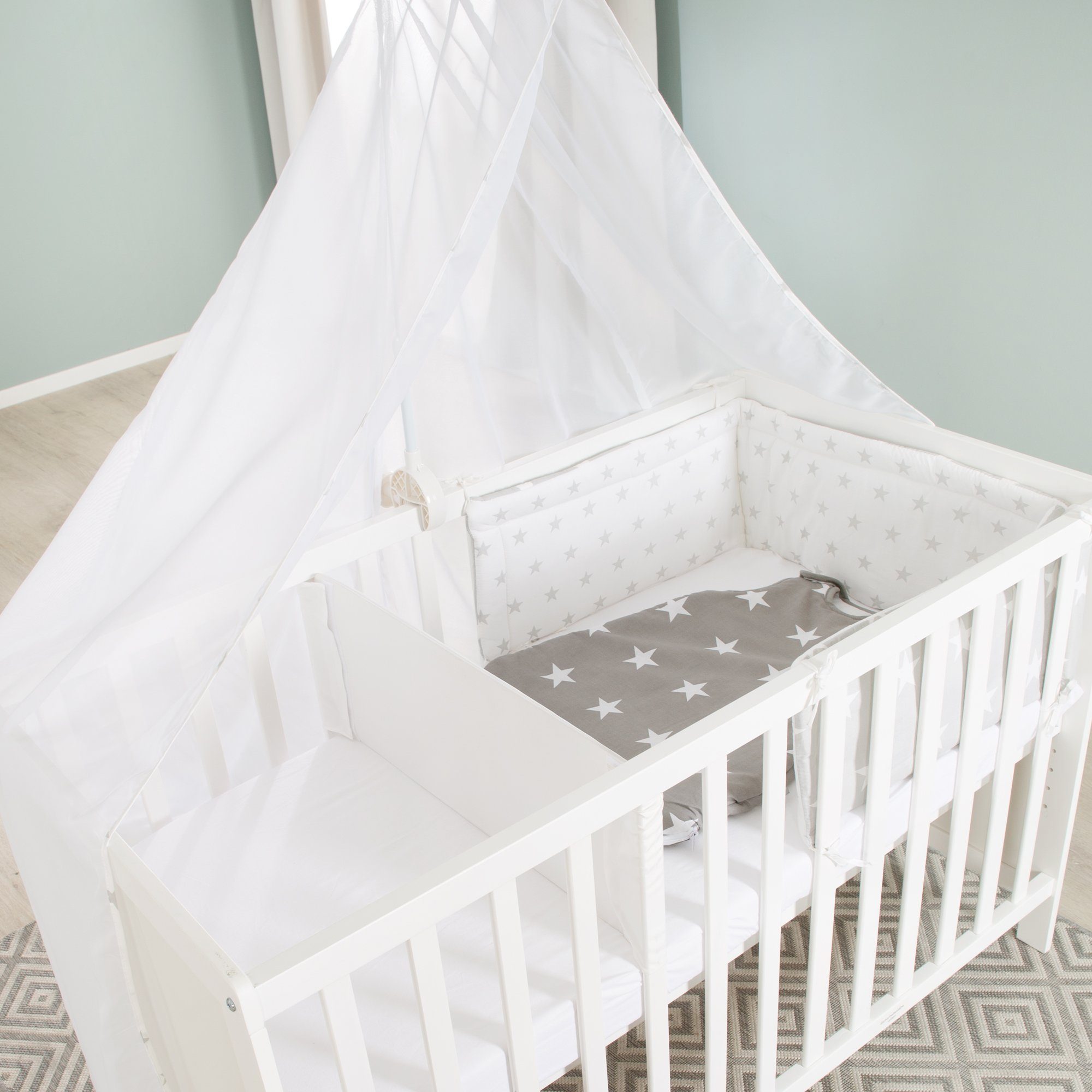 roba® Beistellbett Sterne grau, wandelbares Beistellbett günstig online kaufen