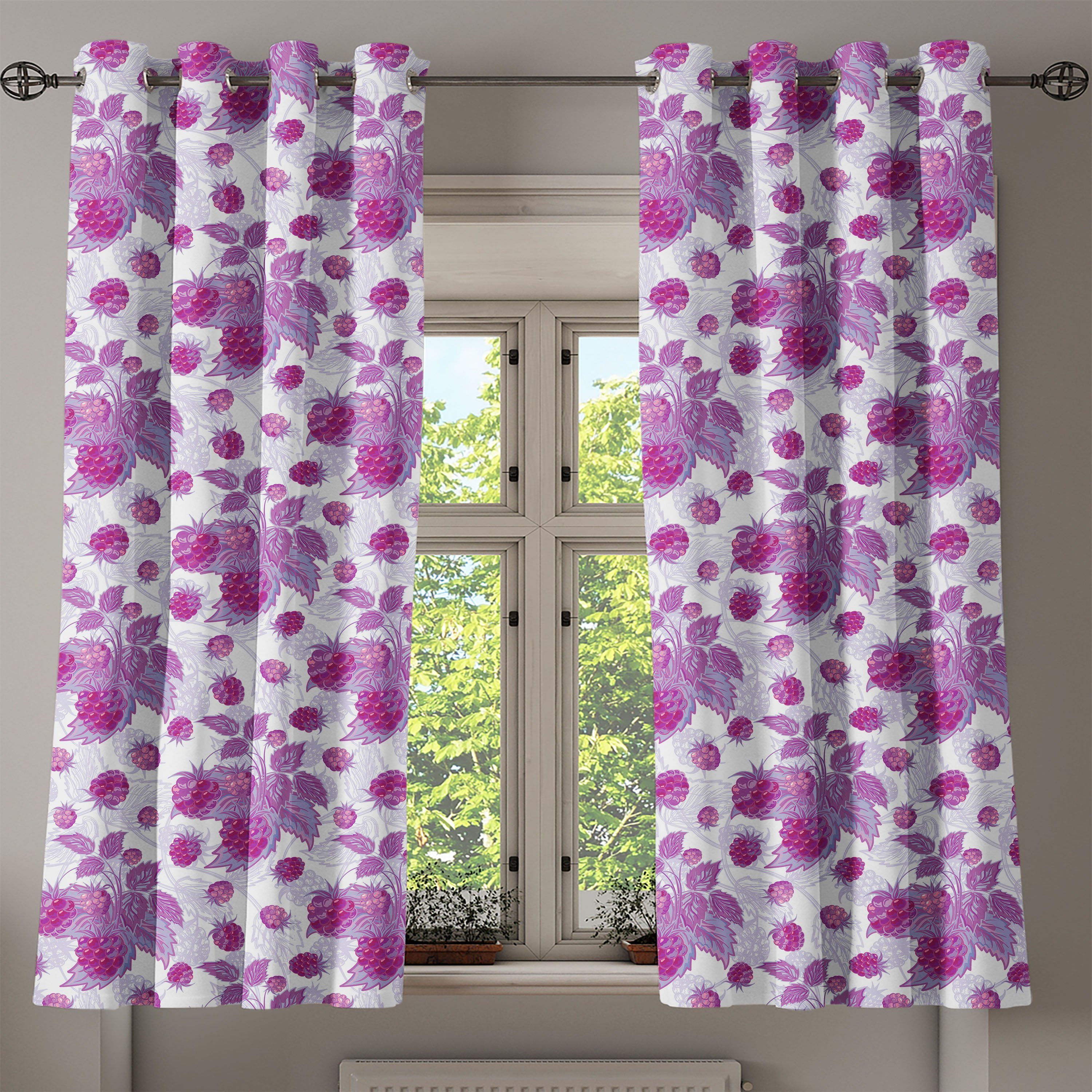 2-Panel-Fenstervorhänge Natur für Gardine Dekorative Rasberries Vivid Abakuhaus, Ast Wohnzimmer, Schlafzimmer