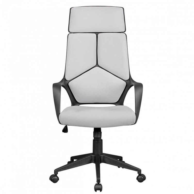 Amstyle Chefsessel »SPM1.332« (Hellgrau Stoff, Drehstuhl mit Kopfstütze Modern), Bürostuhl mit Armlehne, Schreibtischstuhl Drehbar