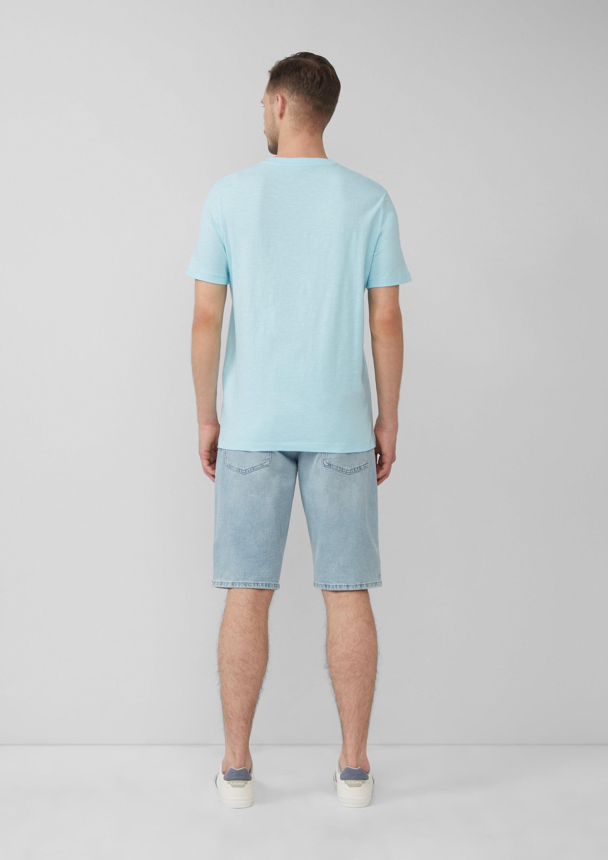 s.Oliver Kurzarmshirt T-Shirt T-Shirt mit Flammgarnstruktur und Logo-Print