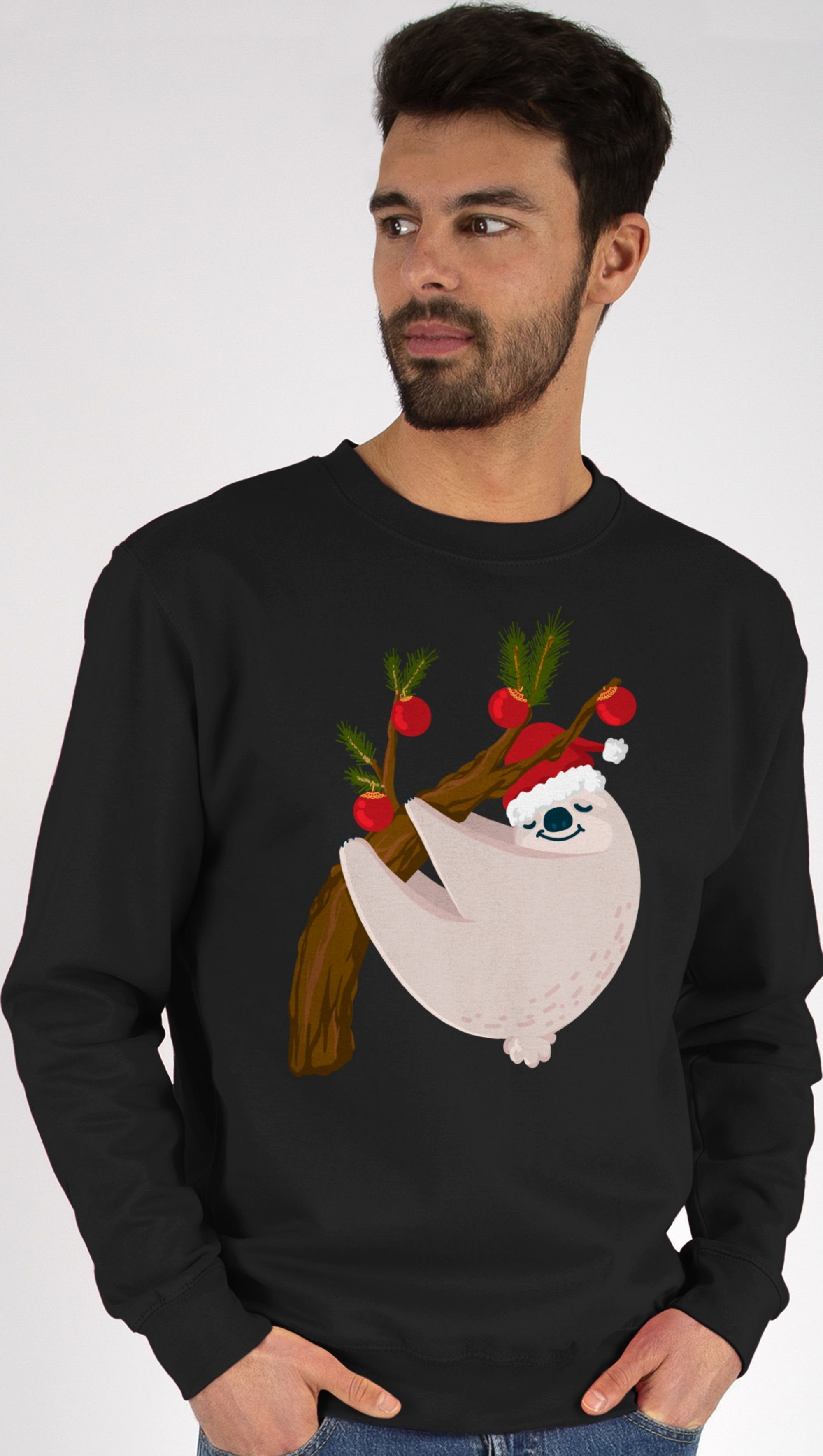 Shirtracer Sweatshirt Weihnachten Faultier Kleidung (1-tlg) Schwarz Weihachten 2