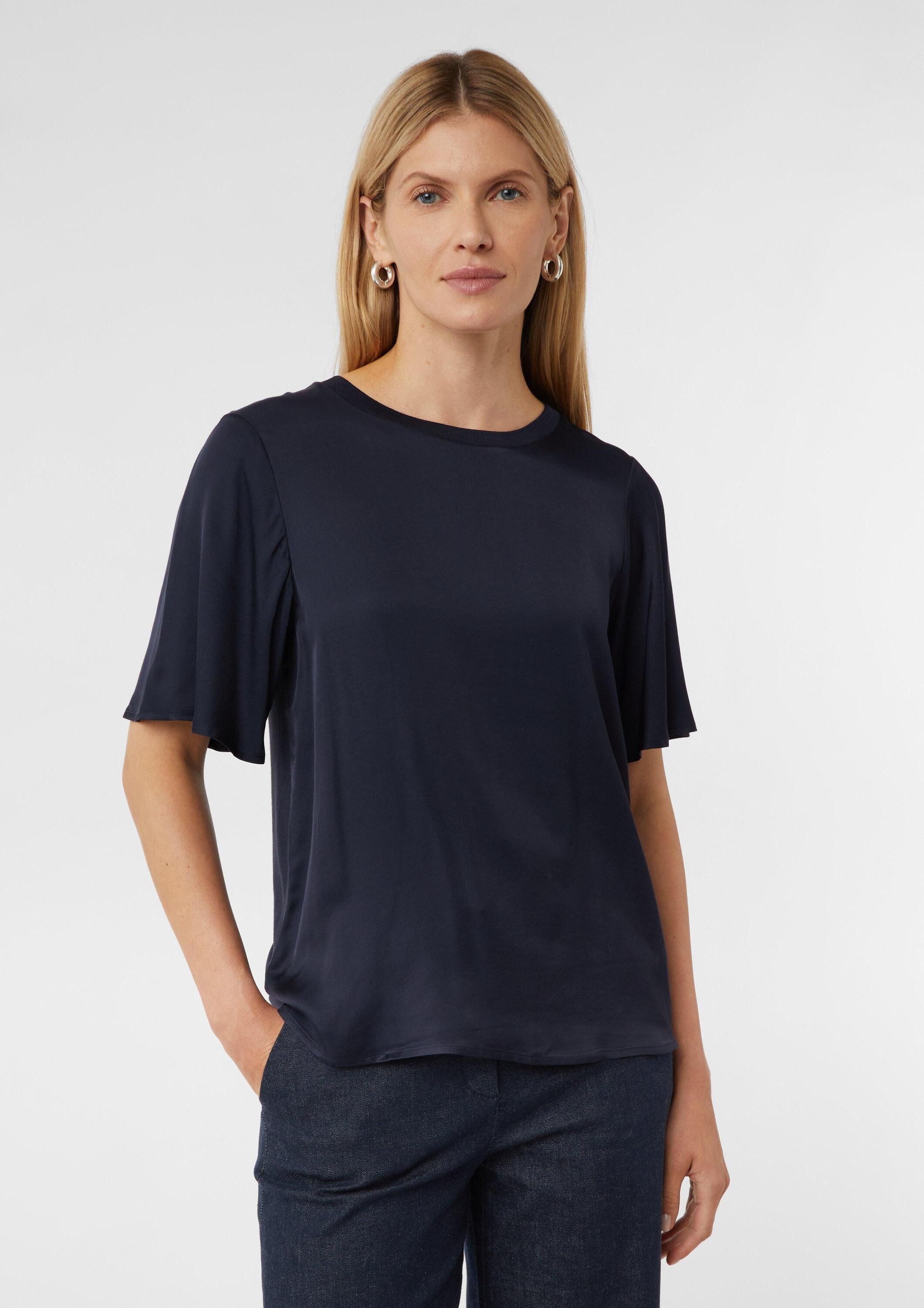 comma Kurzarmshirt T-Shirt Blusenshirt im Fabricmix günstig online kaufen