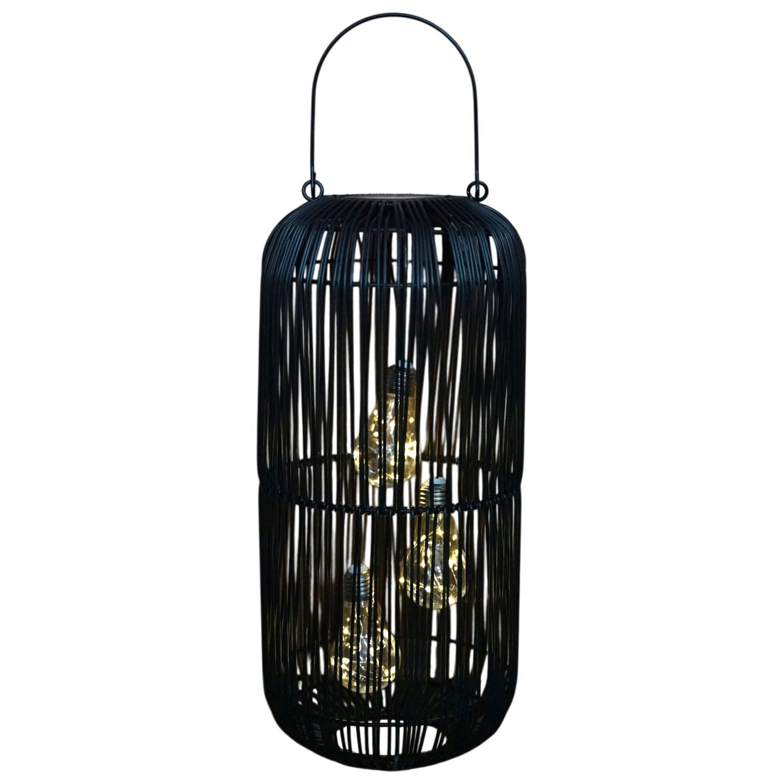 formano LED Laterne Solarlaterne Außen Garten Rattan Look Laterne 45 cm schwarz, LED fest integriert