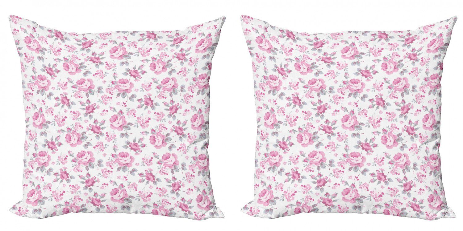 Frühling Rosen Chic Stück), Modern Doppelseitiger Rosa Accent Digitaldruck, Shabby (2 Abakuhaus Kissenbezüge