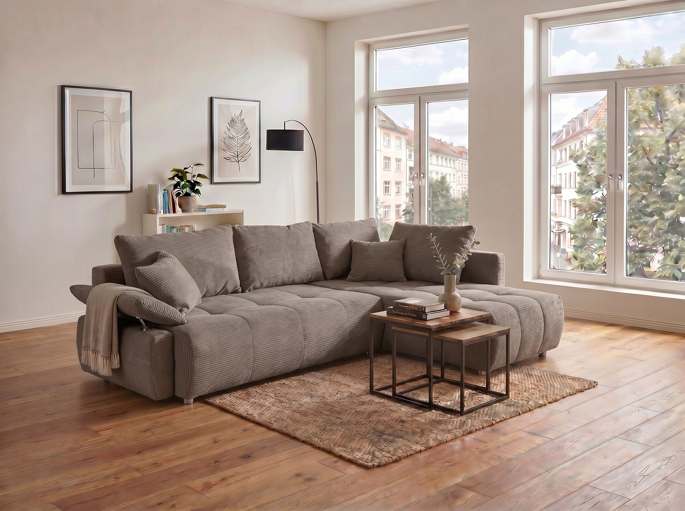 COLLECTION AB Ecksofa Funtastic L-Form, B: 213 cm, Schlaffunktion, Bettkasten, auch in Cord, Armteilverstellung, Bonnellfederkern, frei stellbar