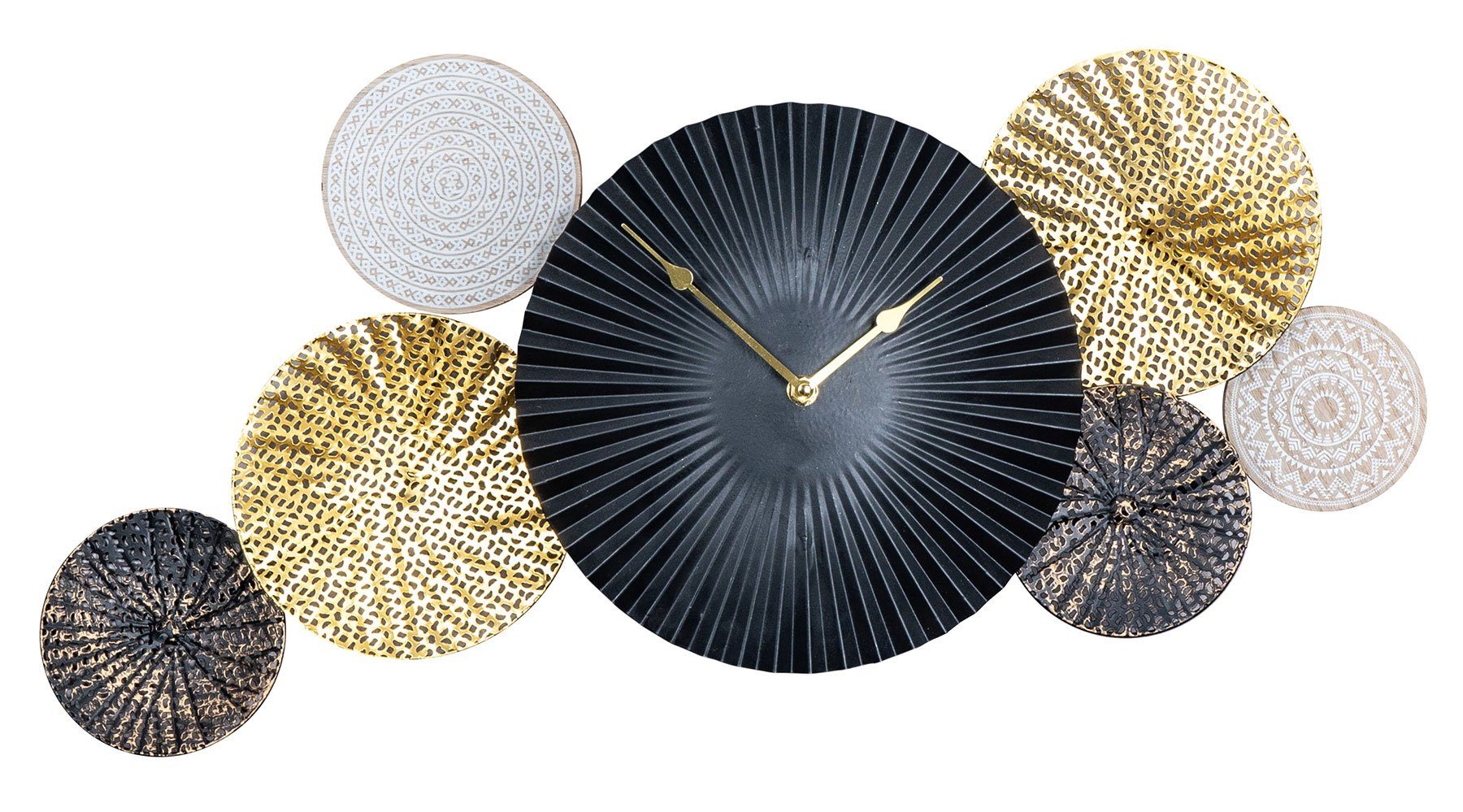 Levandeo® Wanduhr (Wanduhr 64x32cm Metall Schwarz Gold Wandbild Wanddeko Uh günstig online kaufen