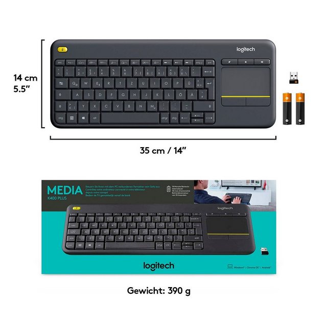 Logitech »Wireless Touch Keyboard K400 Plus« Tastatur