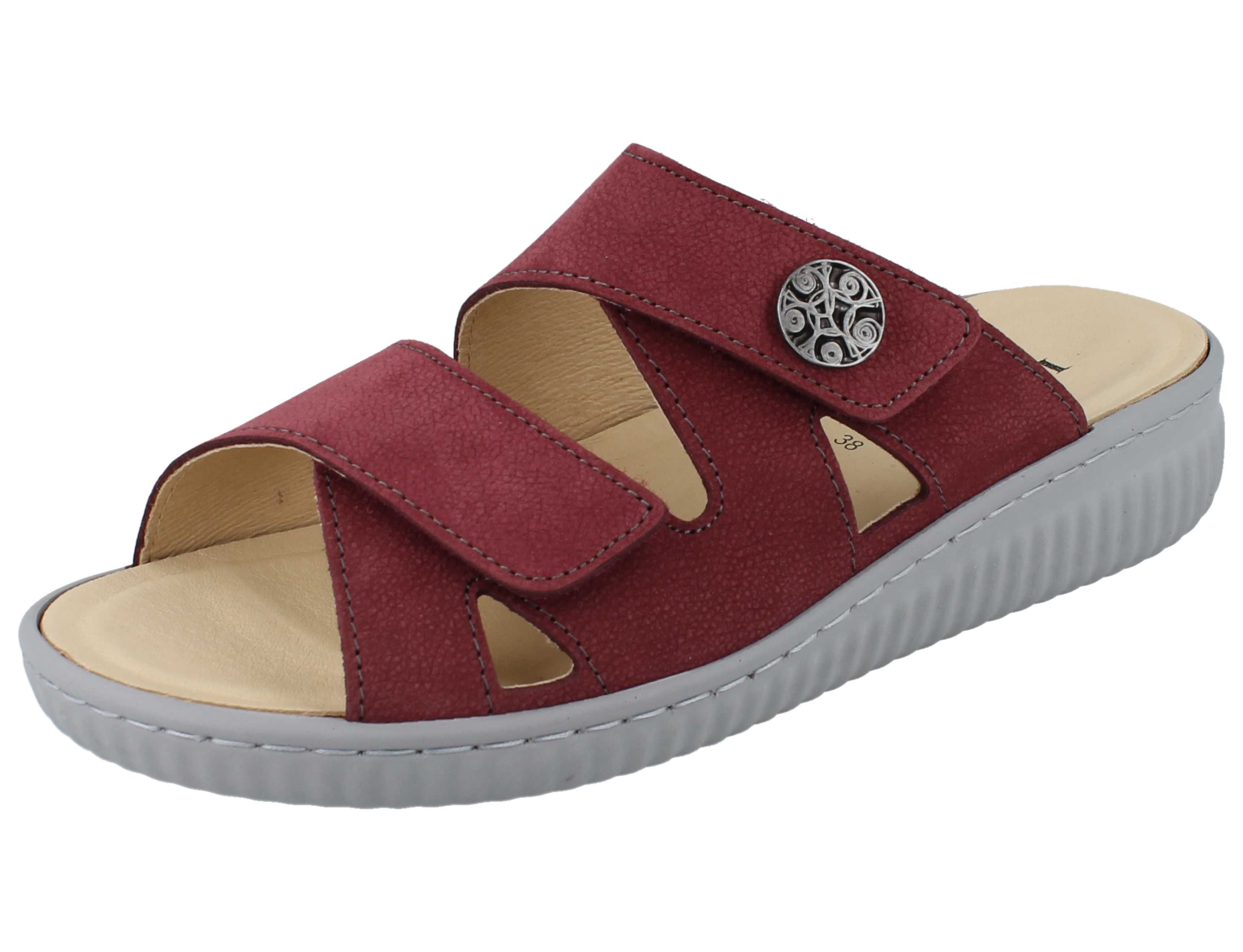 Longo LONGO Damen Pantolette rot bordeaux Nubukleder - Größe: 39 Pantolette Wechselfußbett