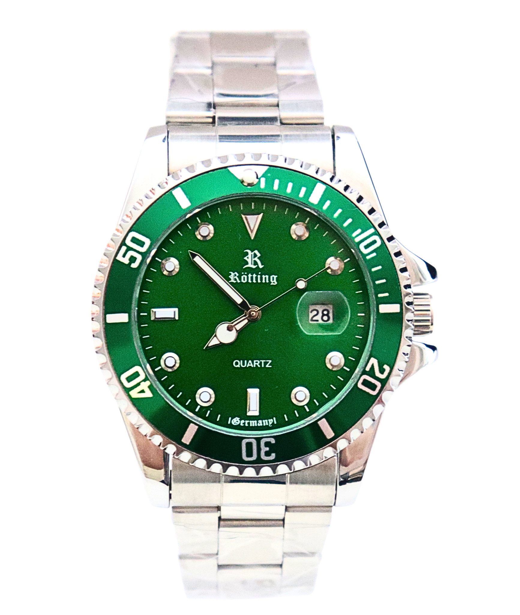 Rötting Design Quarzuhr Herrenuhr grüne Lünette günstig online kaufen