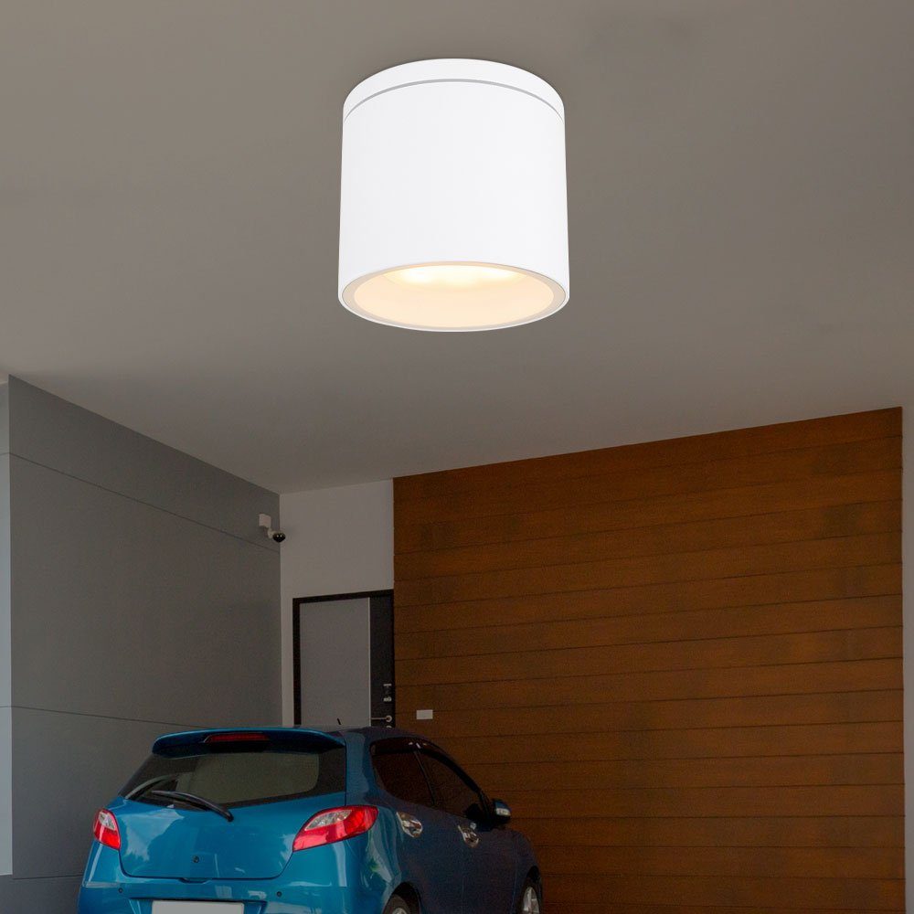 GLOBO LIGHTING Deckenleuchte, Leuchtmittel nicht inklusive, Außen Deckenleuchte Balkonbeleuchtung Aluminium weiß IP44 D 10,8 cm