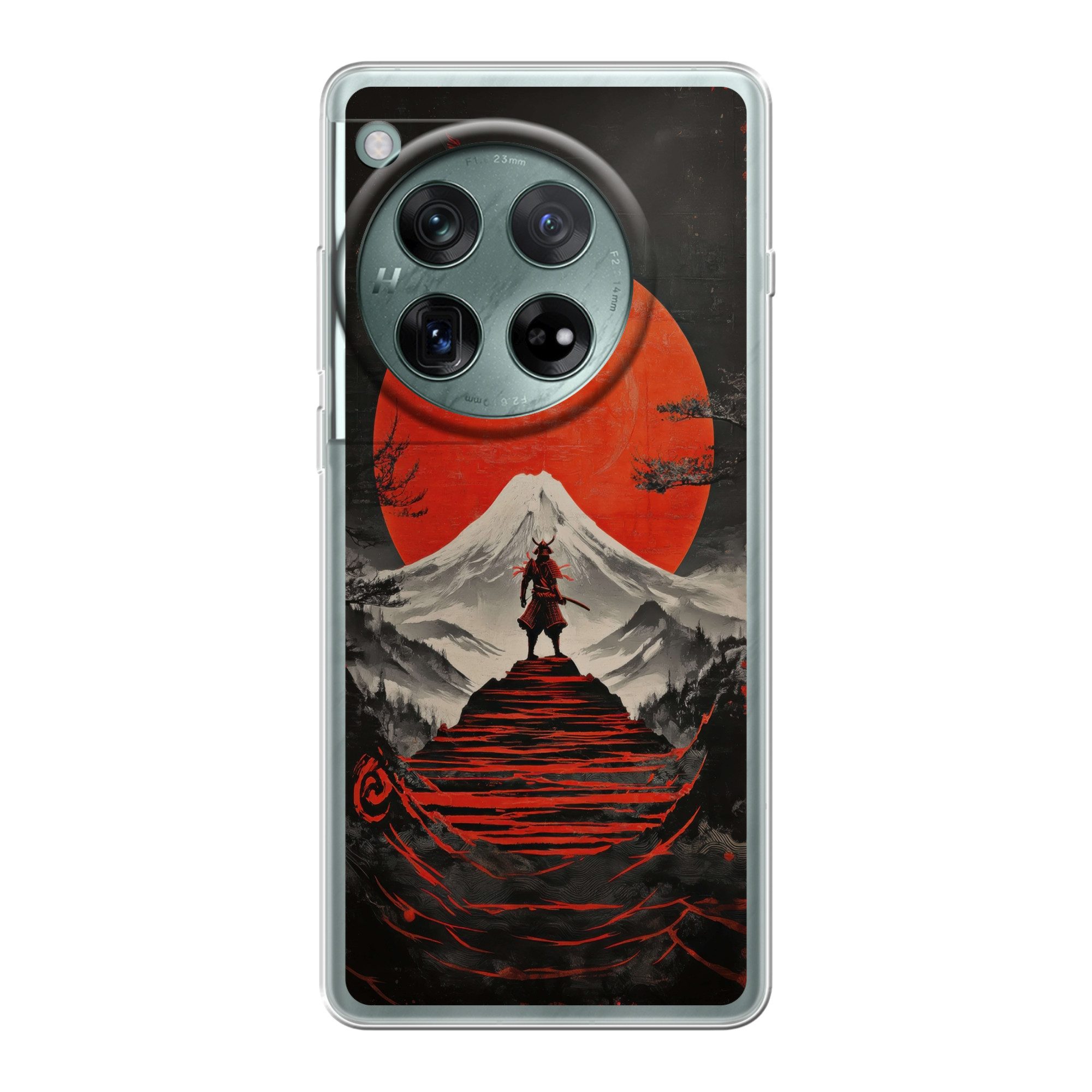 MuchoWow Handyhülle für OnePlus 12 Krieger - Rote Stufen - Sonne - Berg, Handy Case, Silikon, Bumper Case Dünn