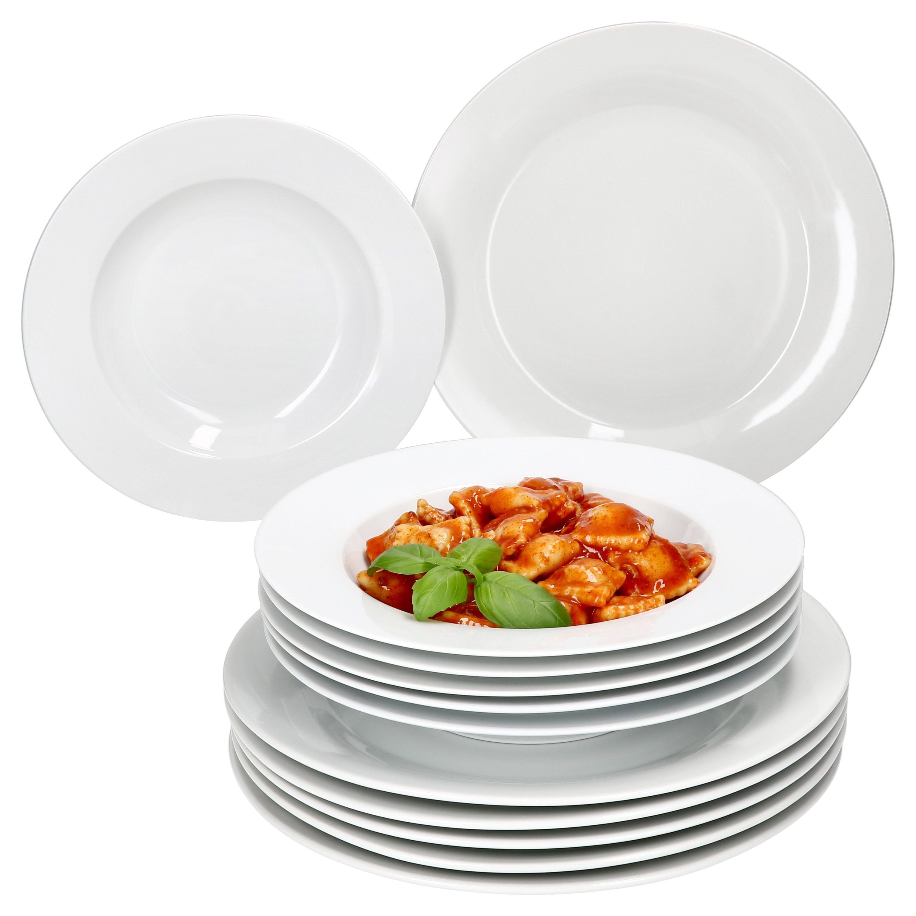 Tafelservice 12tlg Tafelservice Tommy weiß Porzellan 6 Personen Speiseteller