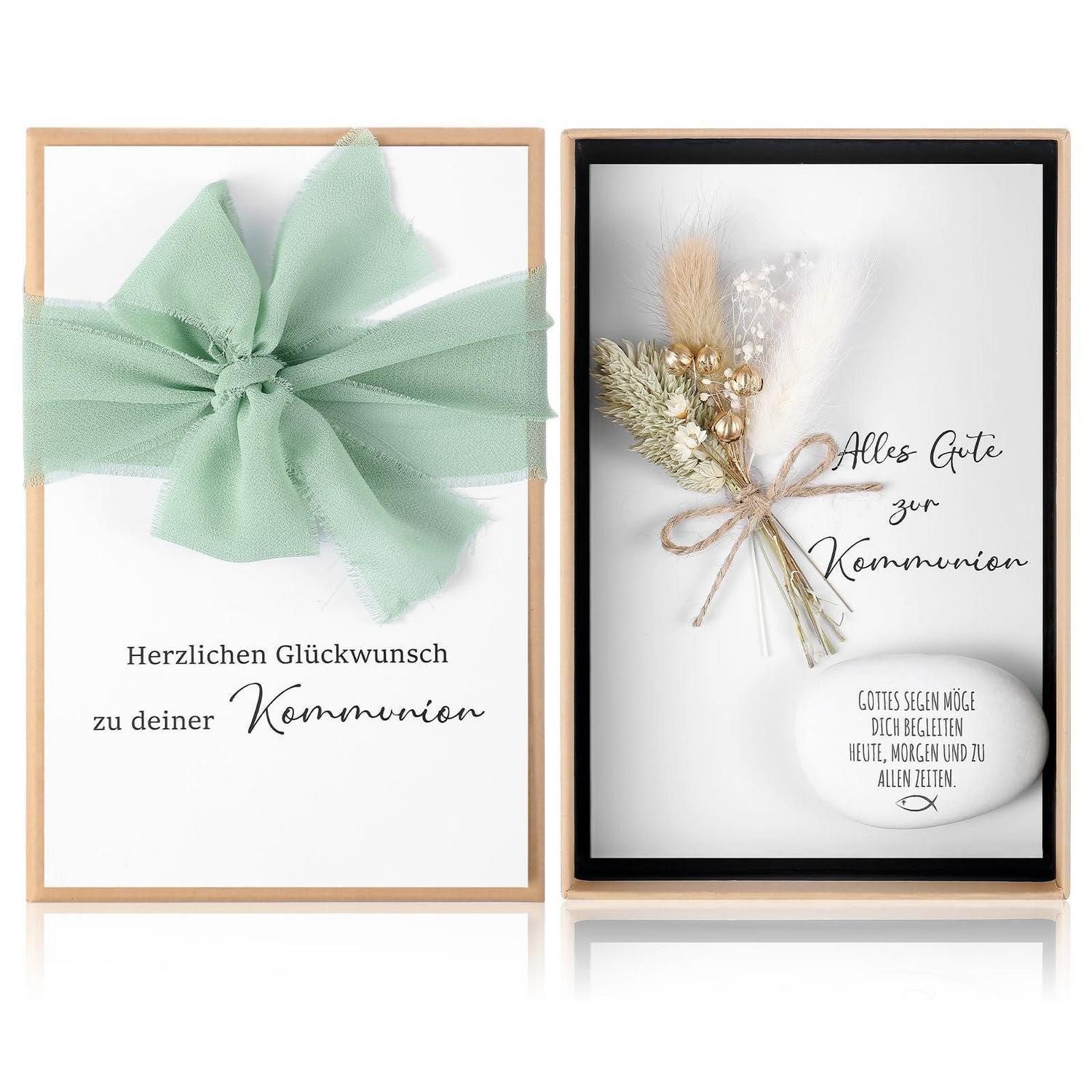 LuxusKollektion Geschenkbox Kommunionsgeschenk Set mit Glücksstein & Geldverpackung