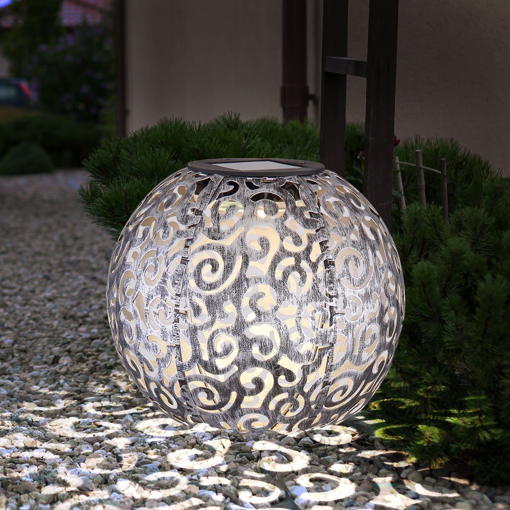 Außen metallic silber LED Leuchten Kugel Design rost Solarleuchte, Solar LED D cm silber etc-shop Steck Garten 18.5