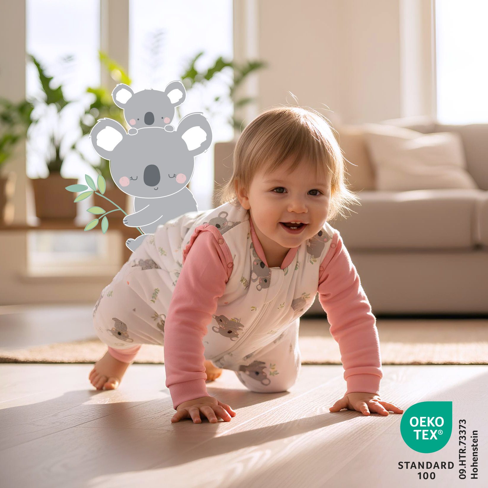 Schlummersack Kinderschlafsack Schlafsack mit Füßen und umklappbaren Bündchen, 1.0 Tog OEKO-TEX