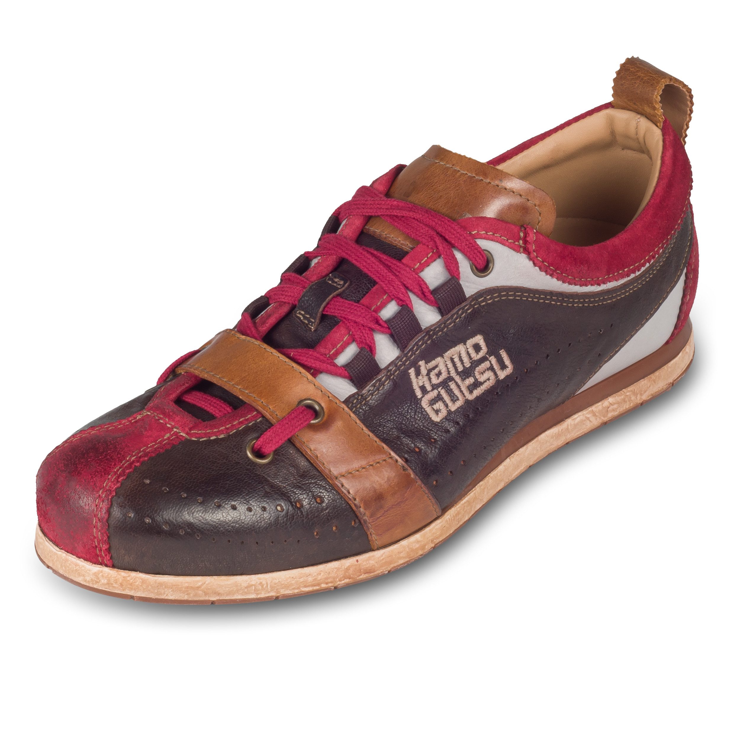 Kamo-Gutsu Herren Кроссовки Leder braun/rot (TIFO-017 sangue + tdm, stone washed) Кроссовки Handgefertigt in Italien