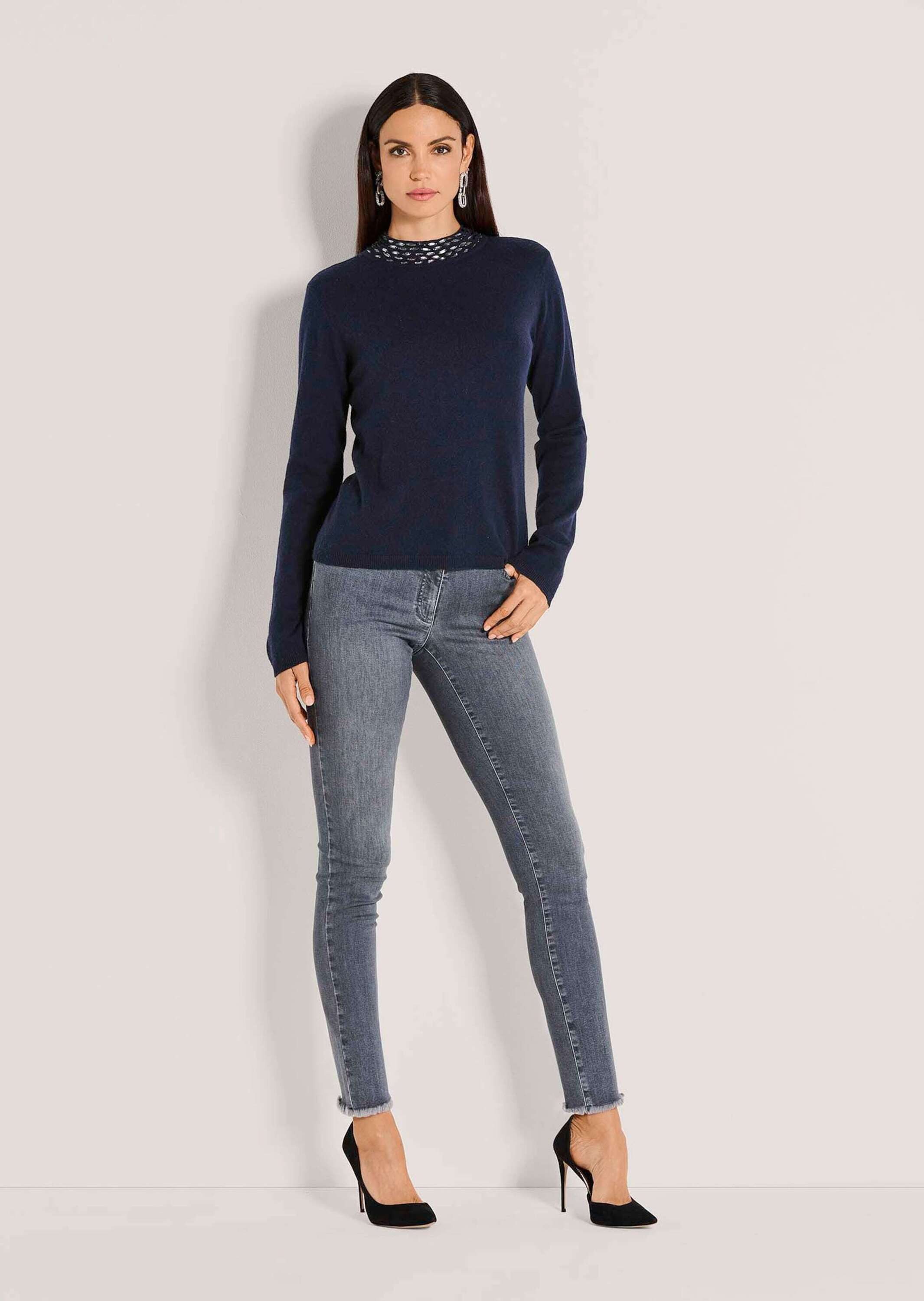 MADELEINE Strickpullover Eleganter Wollpullover mit Stehkragen Glattstrickp günstig online kaufen