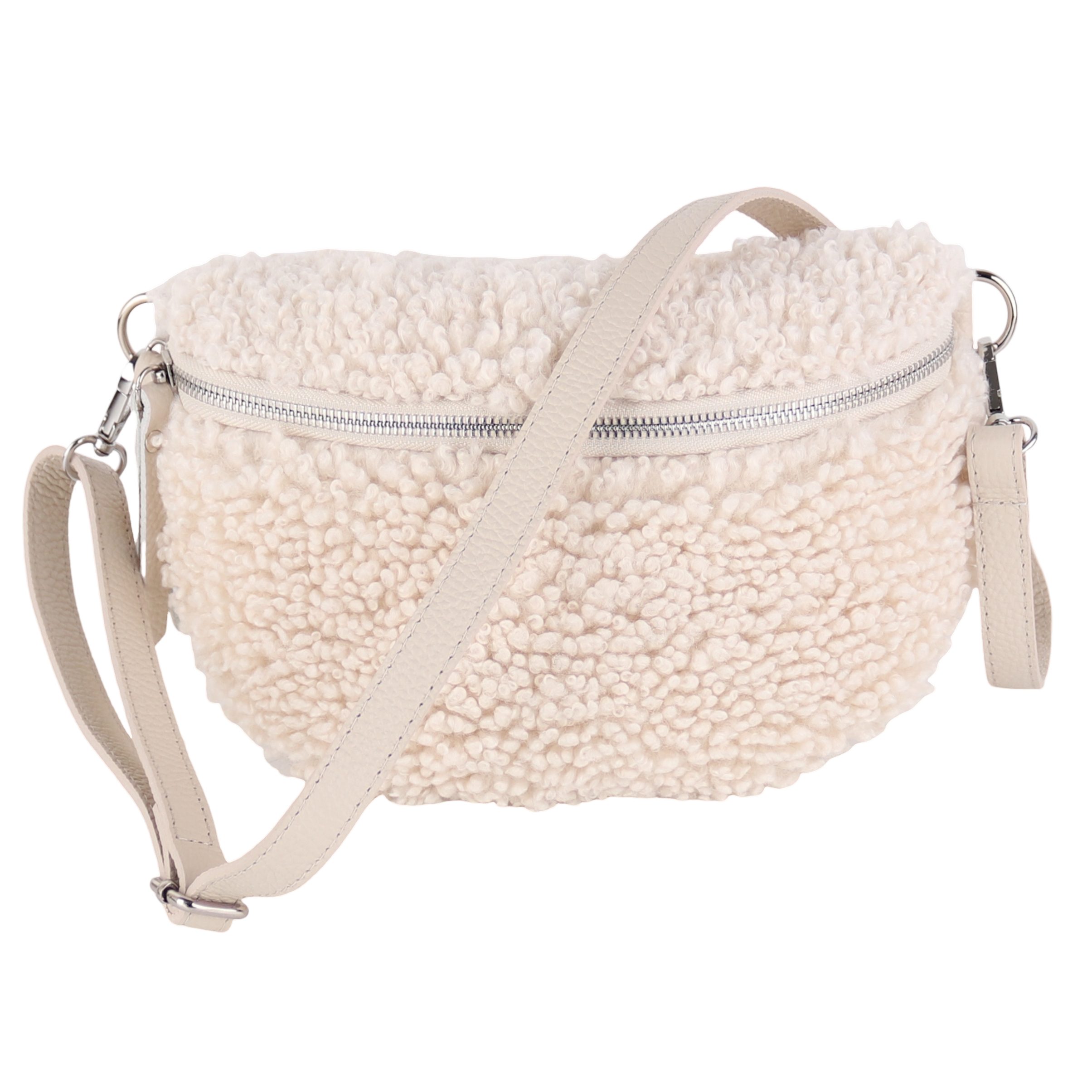 MIRROSI Bauchtasche Damen Brusttasche Plüsch, Teddyfell, Made in Italy (28x günstig online kaufen