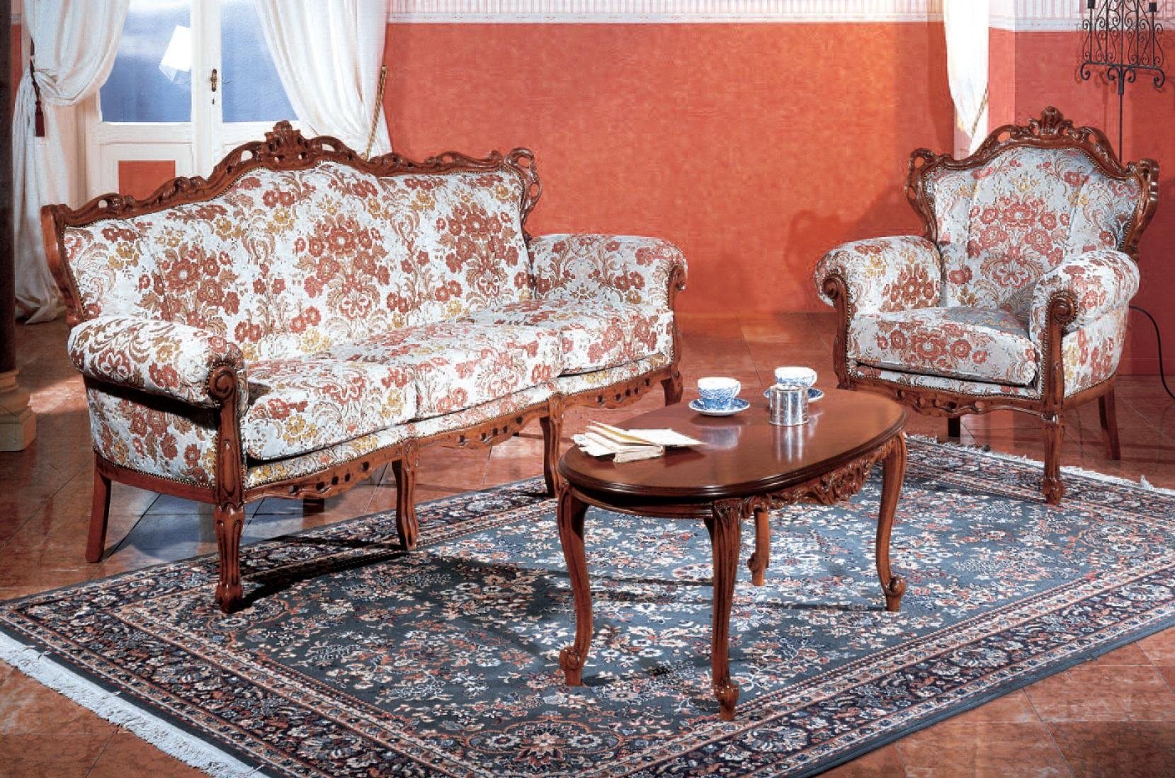 Sofagarnitur Set Wohnzimmer-Set, Couchtisch Couch Italienische JVmoebel Sofa Klassische